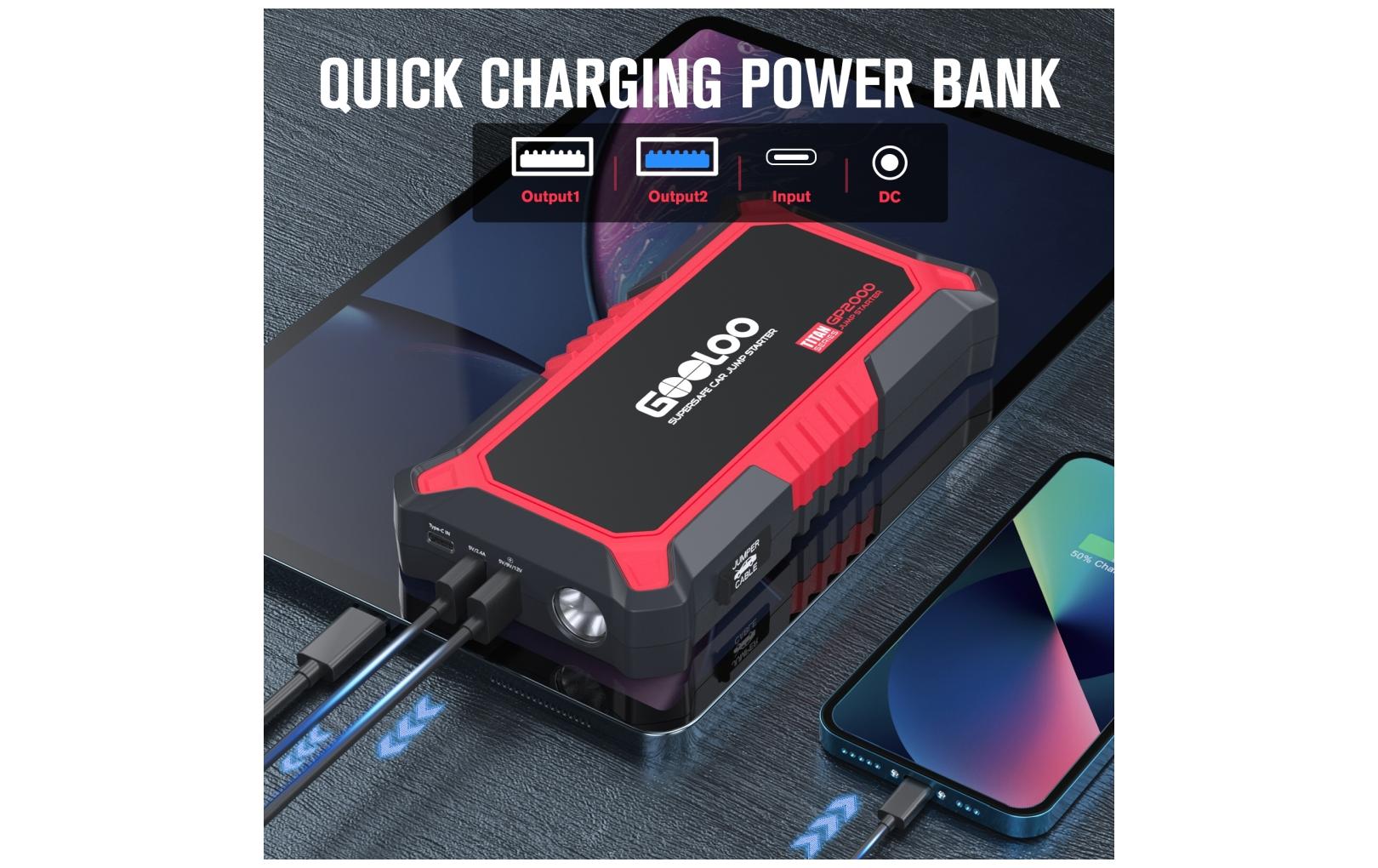 Gooloo Starterbatterie GP2000 12 V, 2000A