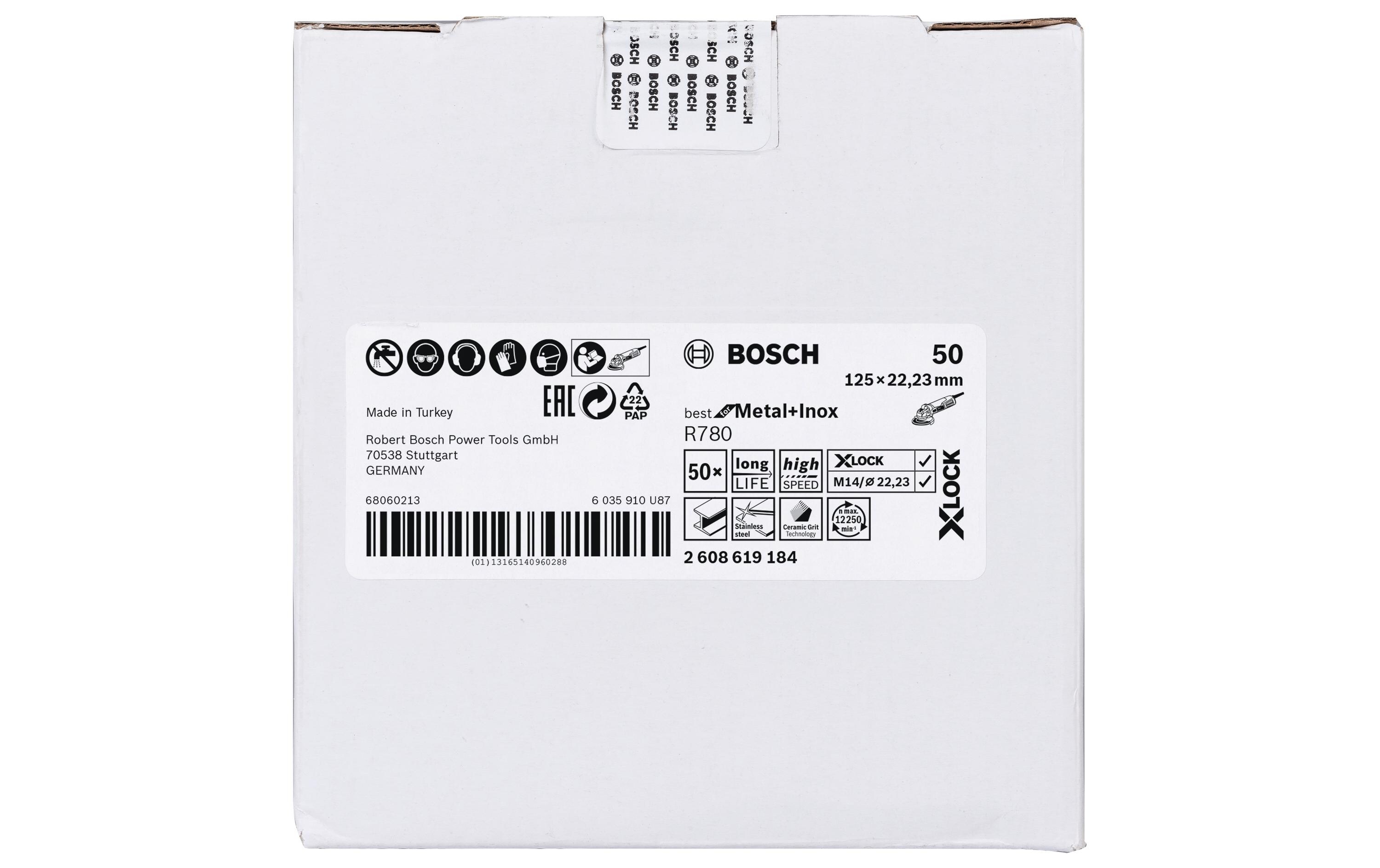 Bosch Professional Fiberschleifscheibe X-LOCK Metal and Inox R780, 125 mm