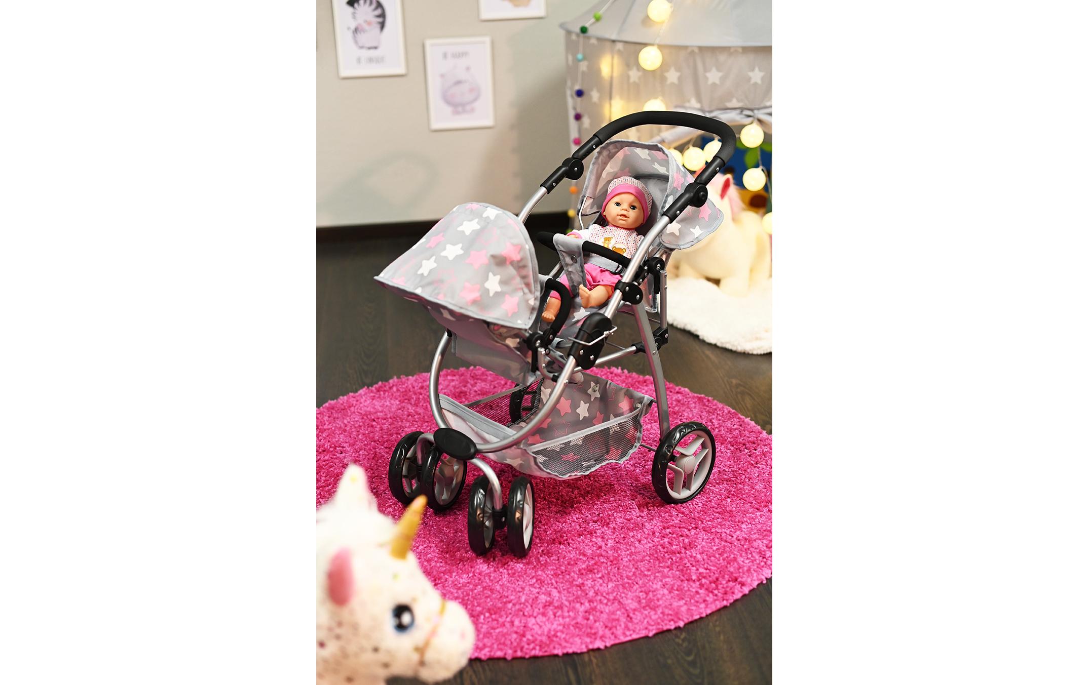 Knorrtoys Zwillingspuppenwagen Milo Star Grey Pink
