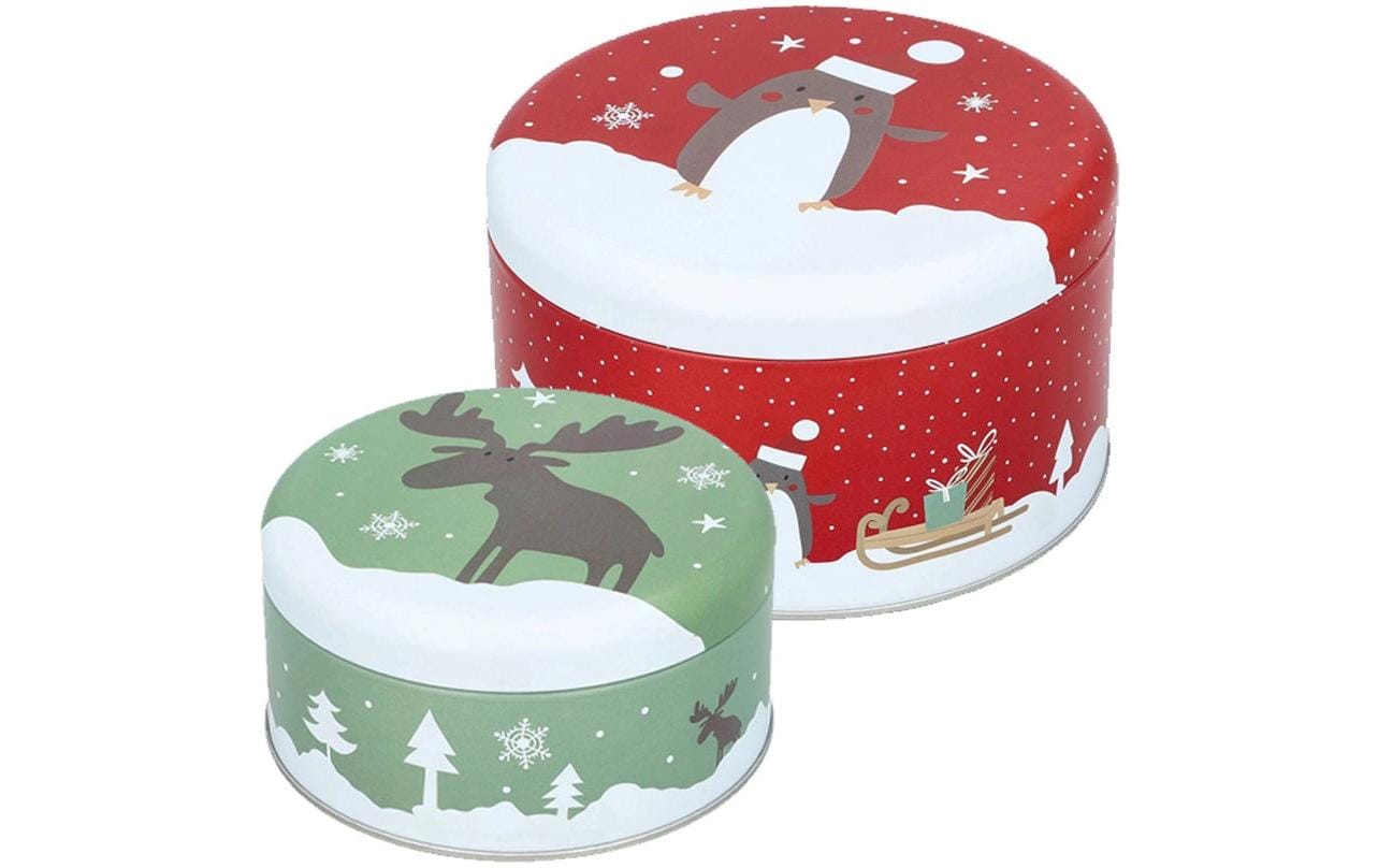 RBV Birkmann Guetzli-Dose Christmas Animals 2-teilig, SØ12 cm,MØ14 cm