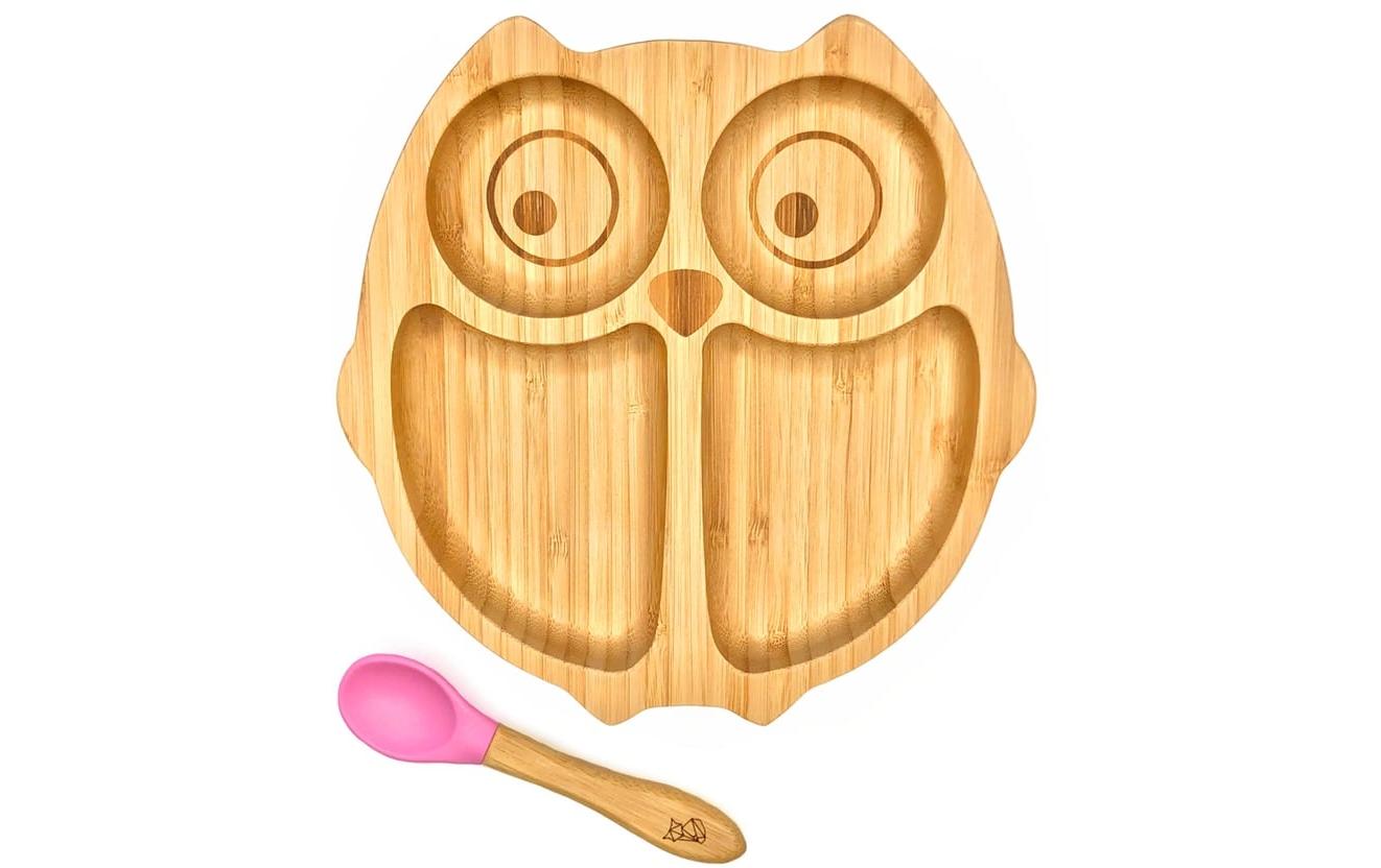 Kleinfuchs Kinderteller Bambus Eule Rosa Kleinfuchs Kinderteller Bambus Eule Rosa