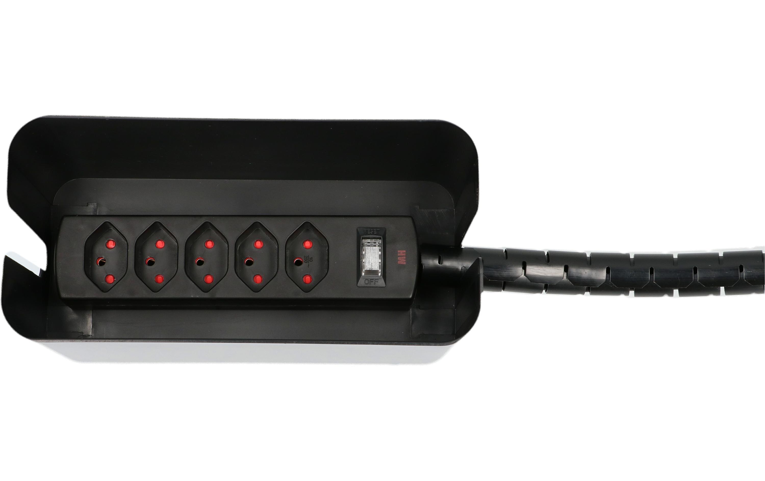 Max Hauri Kabelbox mit Steckerleiste 5x T13 Schwarz