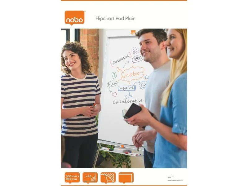 Nobo Flipchart 65 x 95.5 cm 20 Blatt Blanco 70 g/m², 1 Stück Nobo Flipchart 65 x 95.5 cm 20 Blatt Blanco 70 g/m², 1 Stück