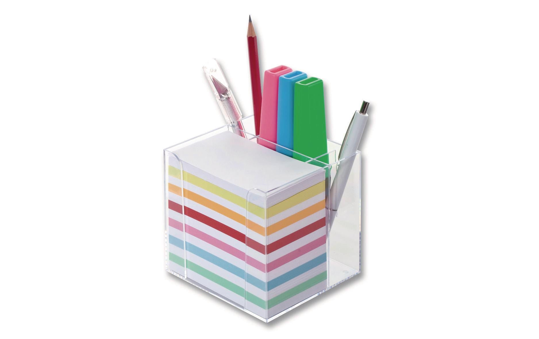 Folia Notizzettel-Dispenser mit Stiftehalter Transparent