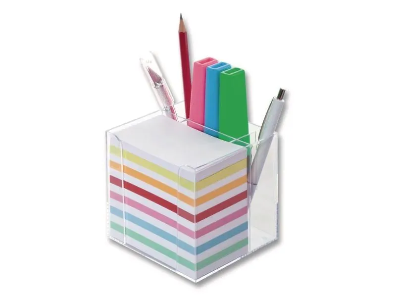 Folia Notizzettel-Dispenser mit Stiftehalter Transparent Folia Notizzettel-Dispenser mit Stiftehalter Transparent