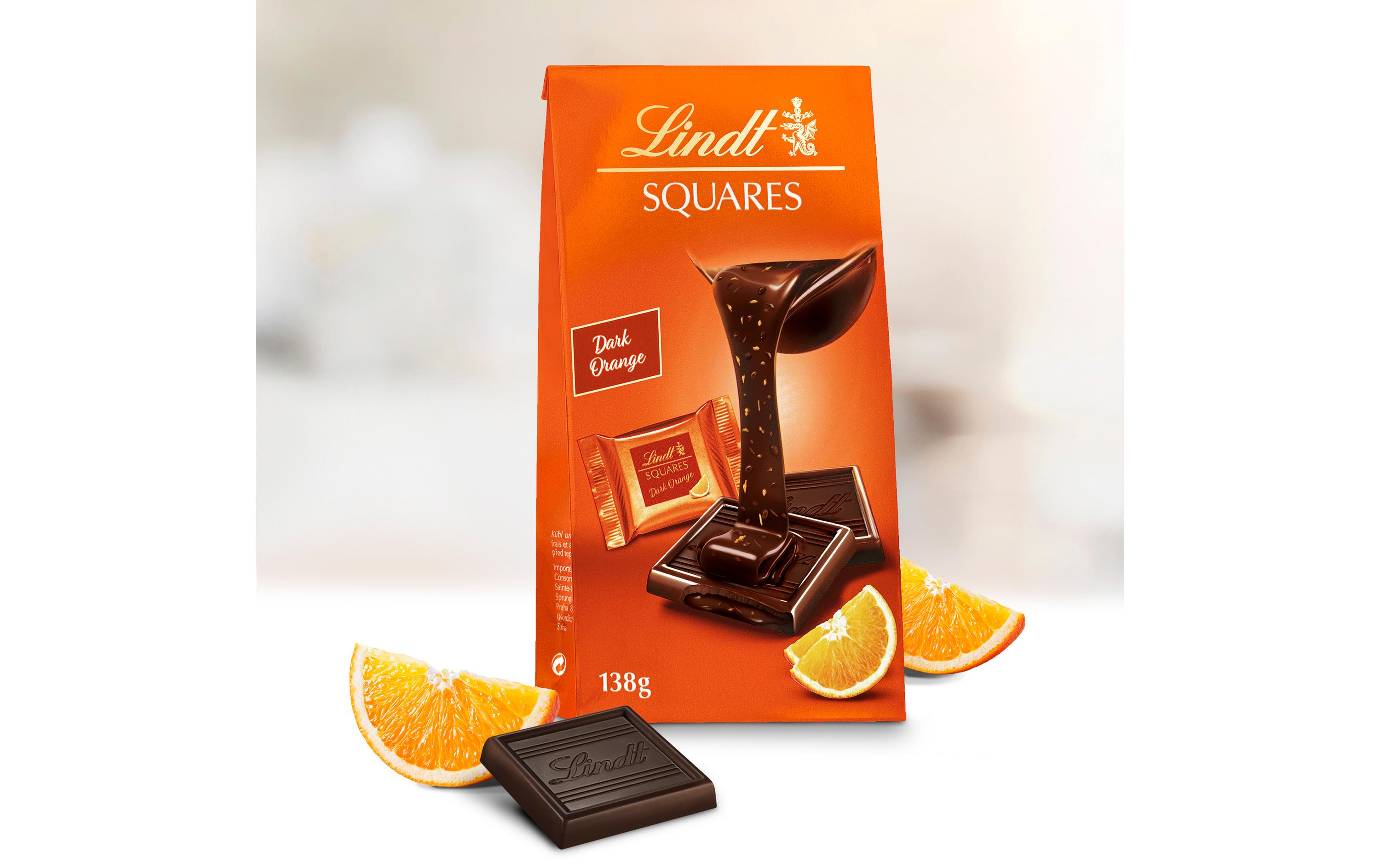 Lindt Schokoladen-Pralinen Squares Dark Orange 138 g