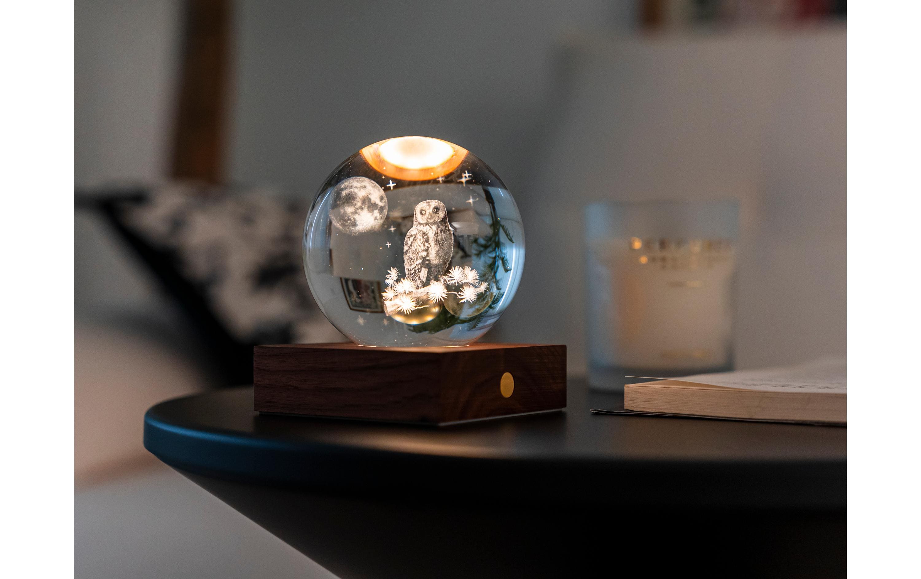 Gingko LED Stimmungslicht Amber Eule Braun/Transparent