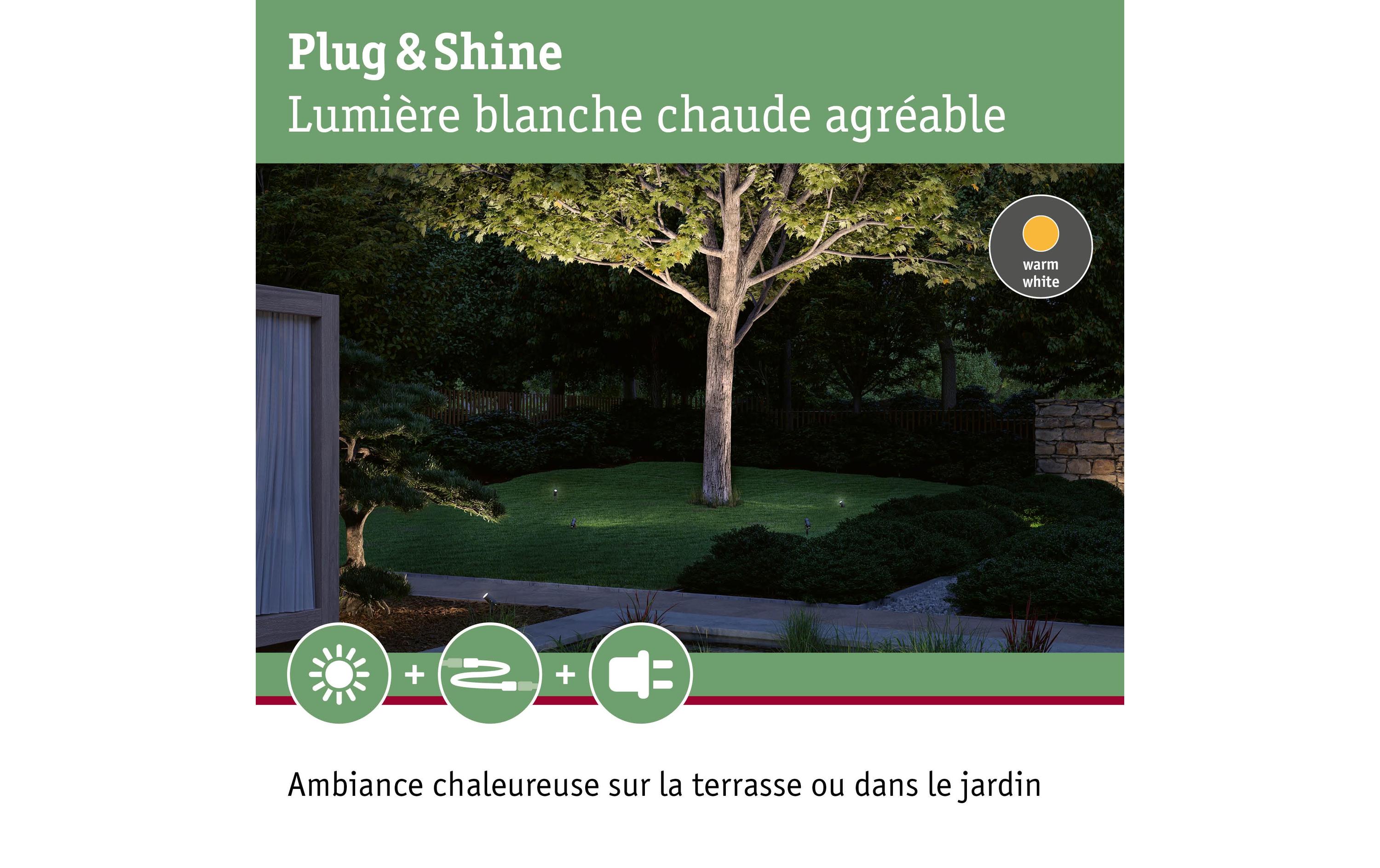 Paulmann Gartenspot Plug & Shine Radon IP65, 3000 K, 11 W, Grau
