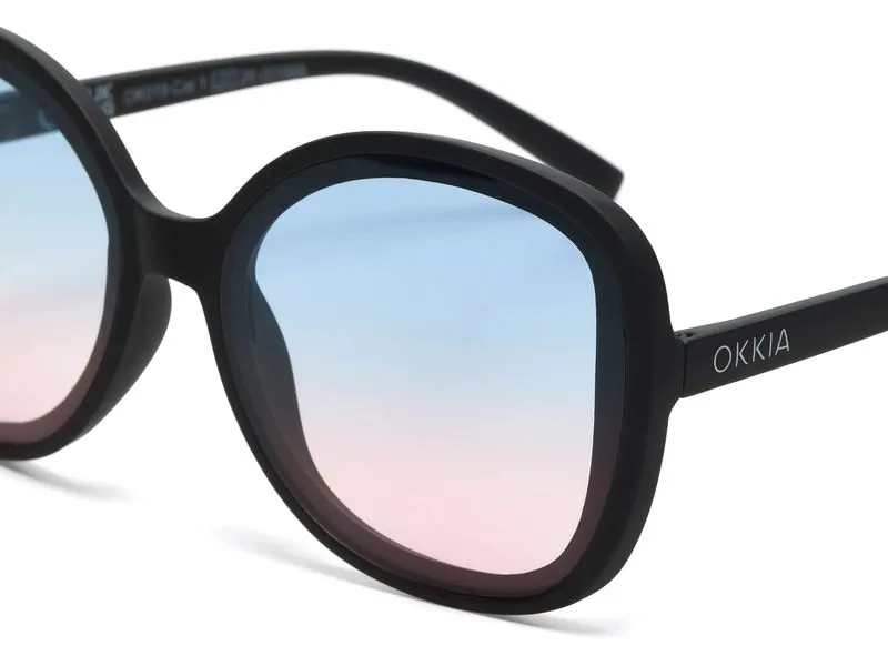 OKKIA Sonnenbrille Anna Black, Blue Pink Lens