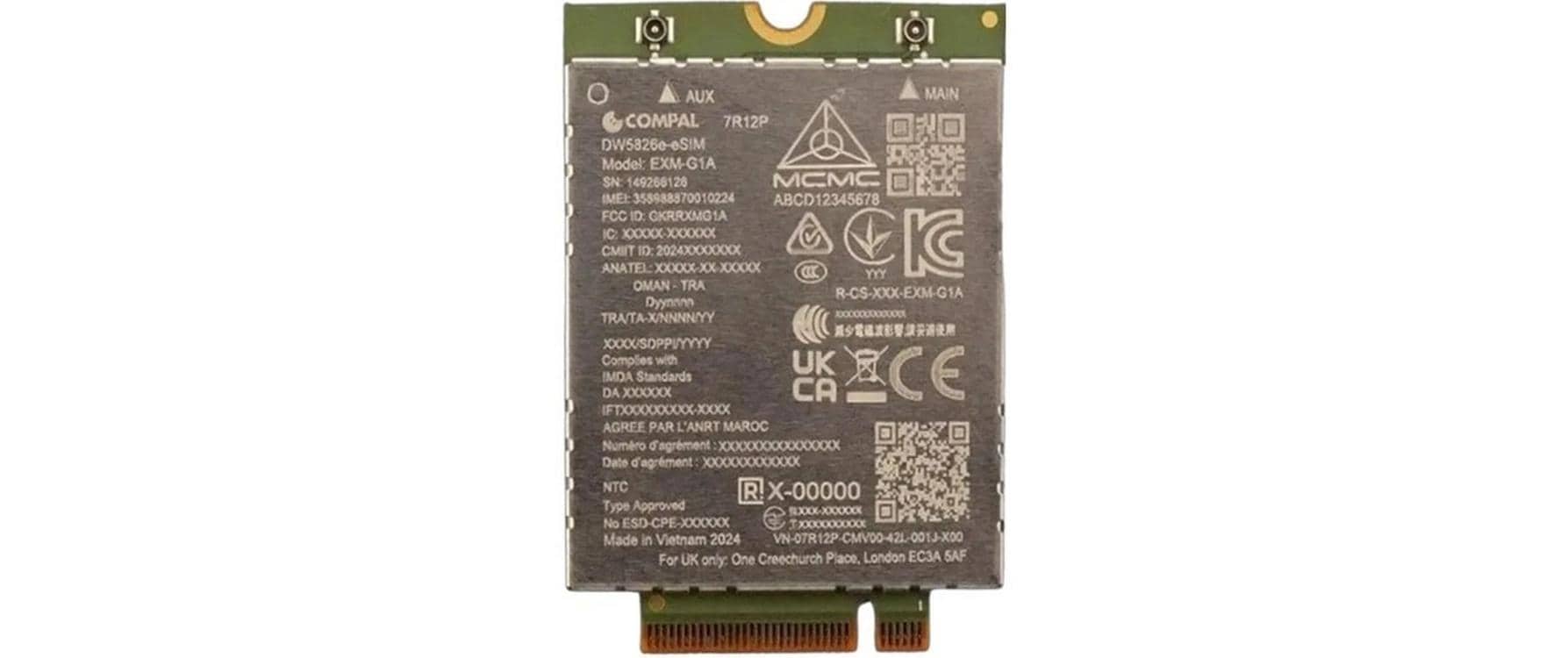 Dell DW5826E Internes WWAN 600 Mbps Dell DW5826E Internes WWAN 600 Mbps