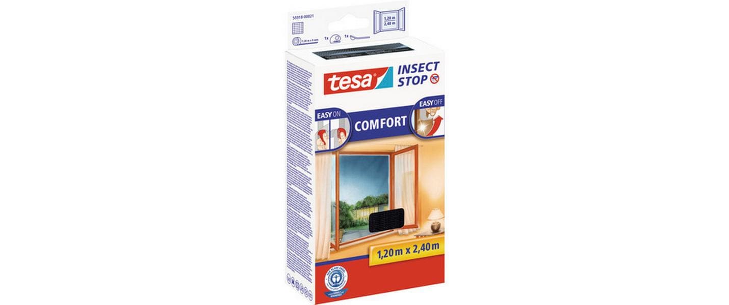 tesa Fliegengitter -Set Comfort, 2x 1.2 m x 2.4 m, Anthrazit tesa Fliegengitter -Set Comfort, 2x 1.2 m x 2.4 m, Anthrazit