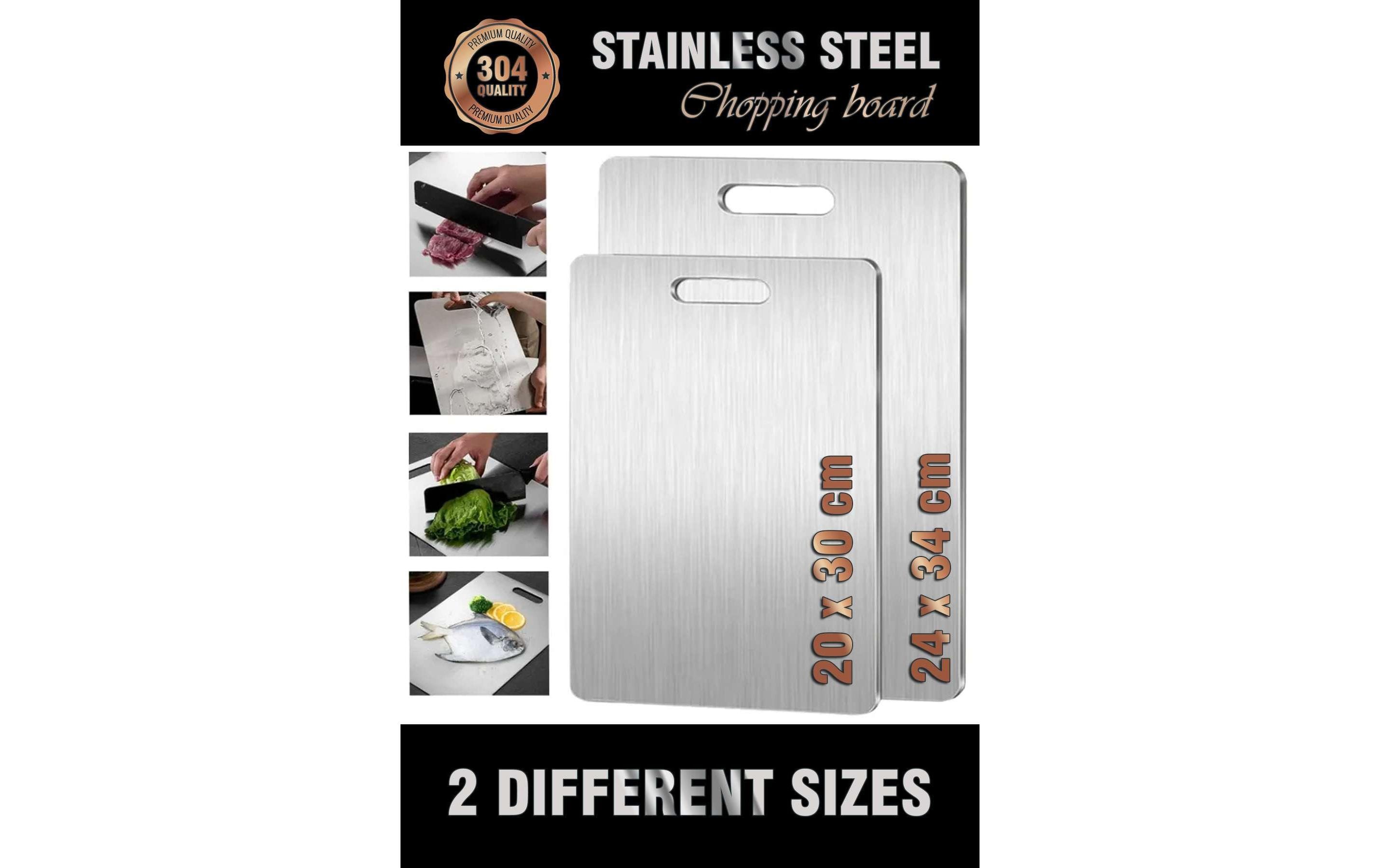 Hermia Schneidebrett-Set aus Edelstahl 20 cm/24 cm x 30 cm/34 cm