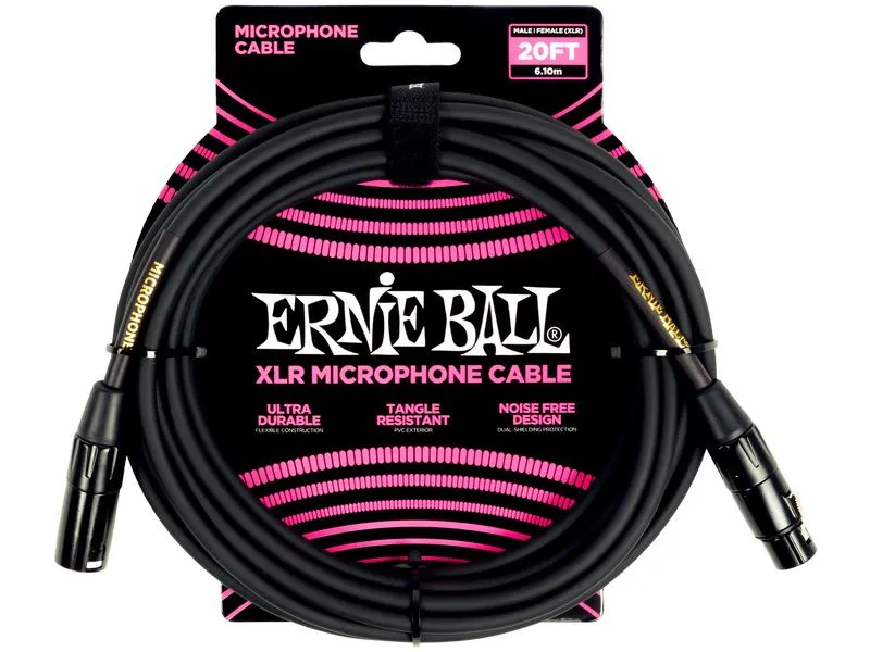 Ernie Ball XLR-Kabel XLRm-XLRf 6.1 m, Schwarz Ernie Ball XLR-Kabel XLRm-XLRf 6.1 m, Schwarz