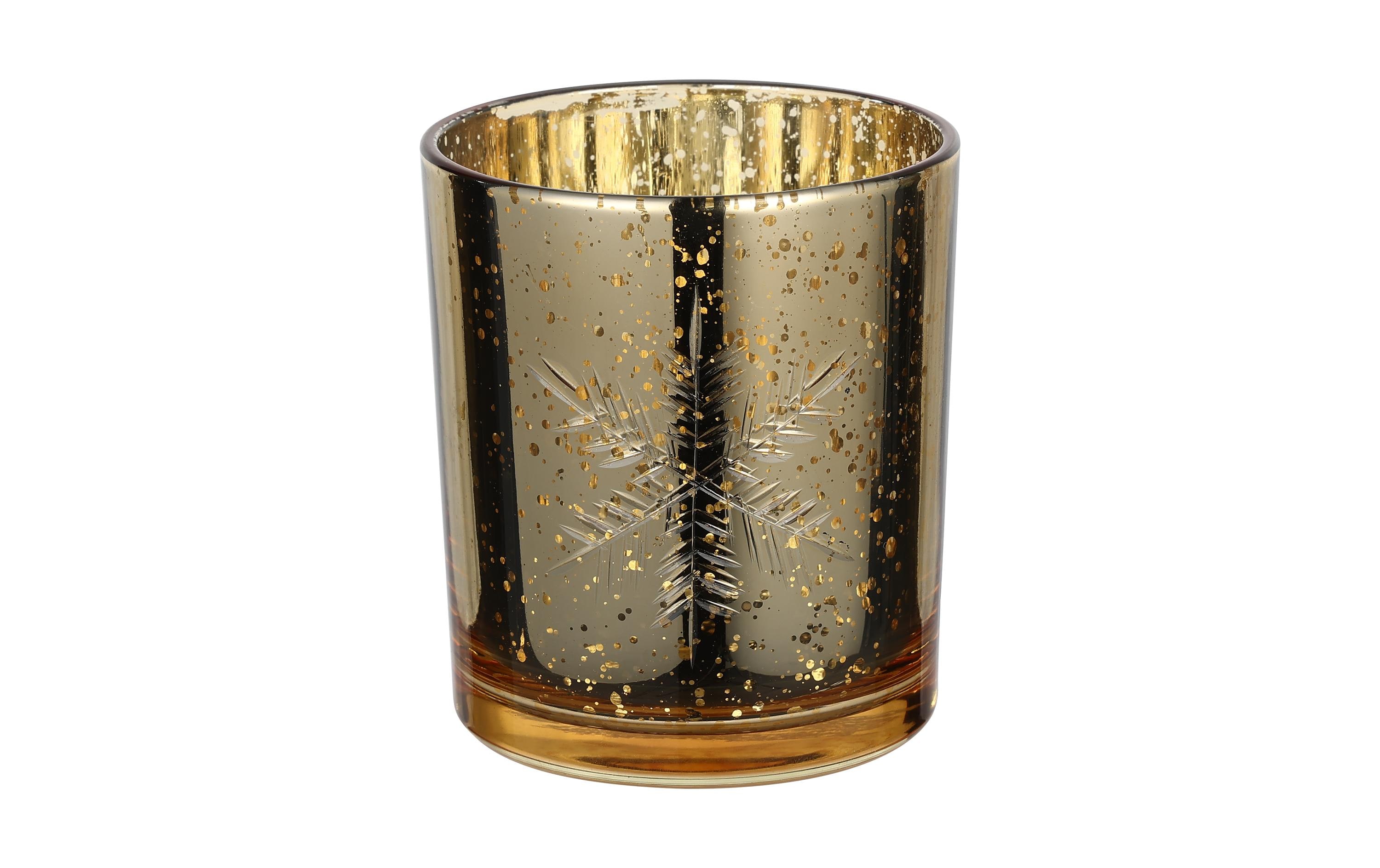 EGLO Teelichthalter Scheeflocke Lukut 10 cm Gold, Glas