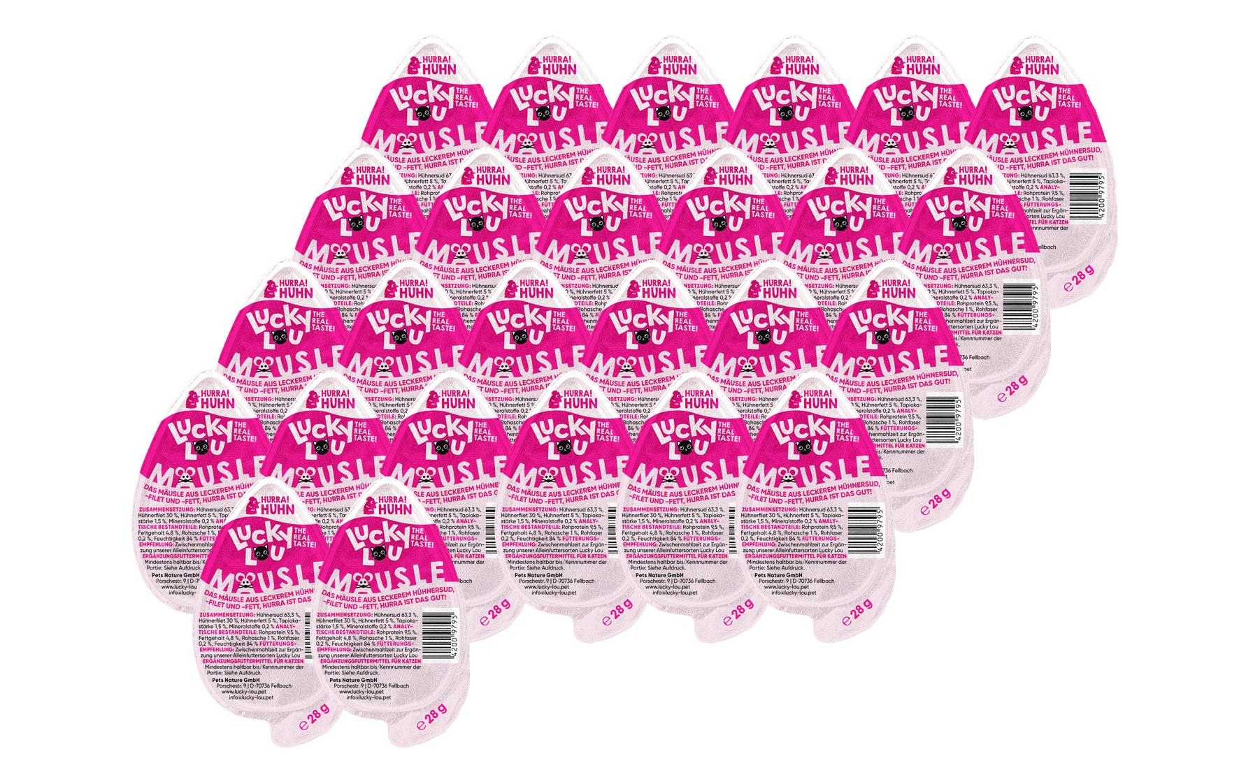 Lucky Lou Katzen-Nahrungsergänzung Mäusle Huhn, 26 x 28 g