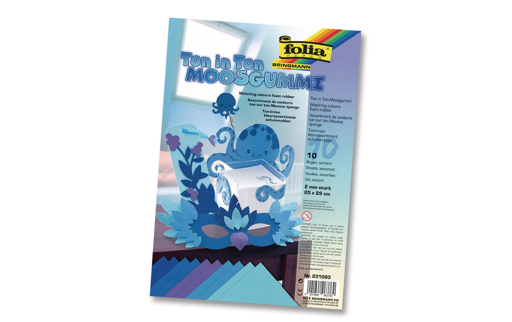 Folia Moosgummi-Set Ton in Ton 10 Stück, Blau Folia Moosgummi-Set Ton in Ton 10 Stück, Blau