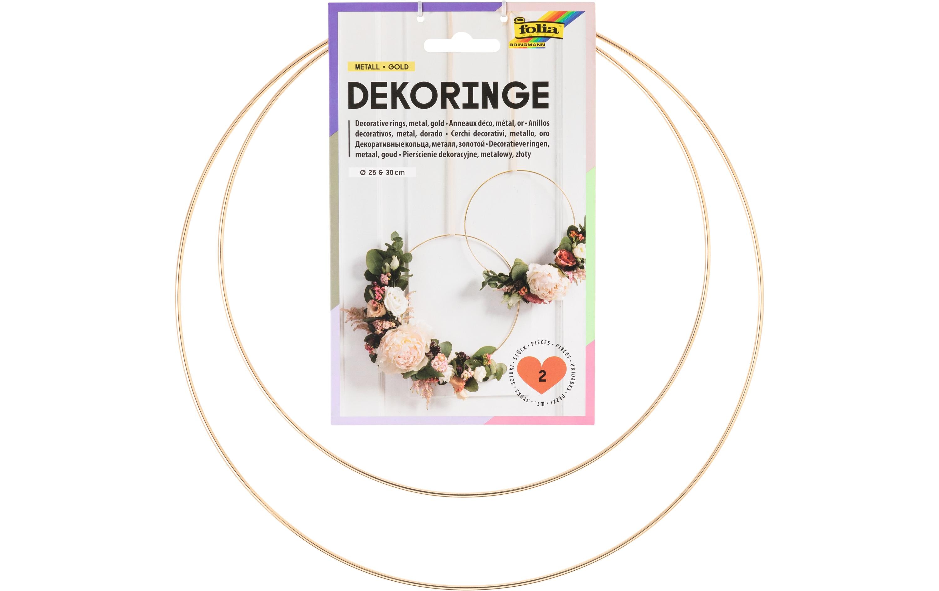 Folia Metallring Ø 25 und 30 cm, Gold, 2 Stück Folia Metallring Ø 25 und 30 cm, Gold, 2 Stück