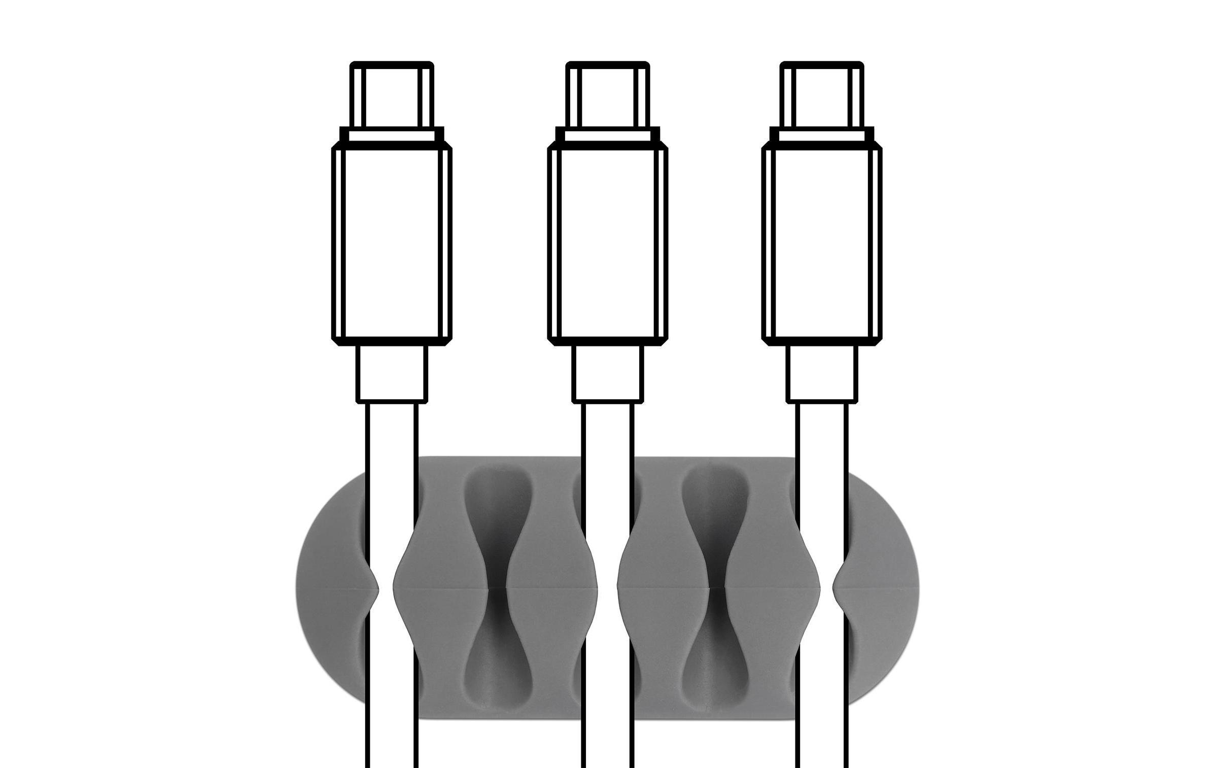 Delock Kabelhalter 2x3 Stück, weiss, grau, 5 Durchführungen 6 Stück