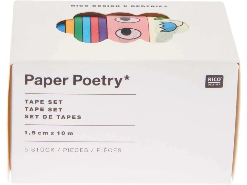 Rico Design Washi Tape Eye Candy 5 Stück, Mehrfarbig, 10 m