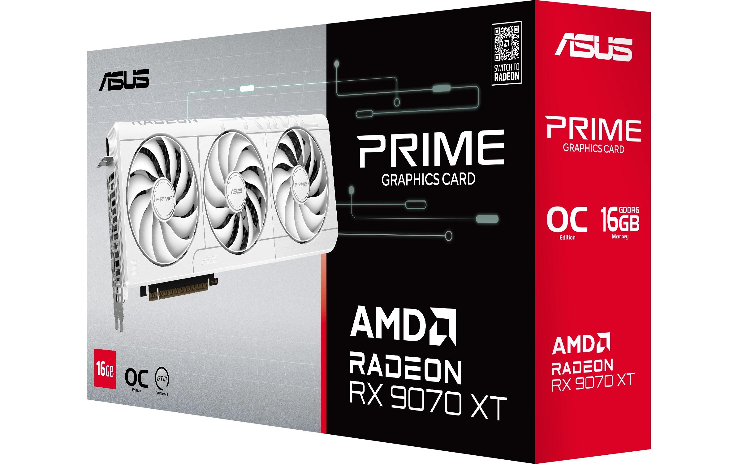 ASUS Grafikkarte Prime Radeon RX 9070 XT OC Edition 16GB Weiss