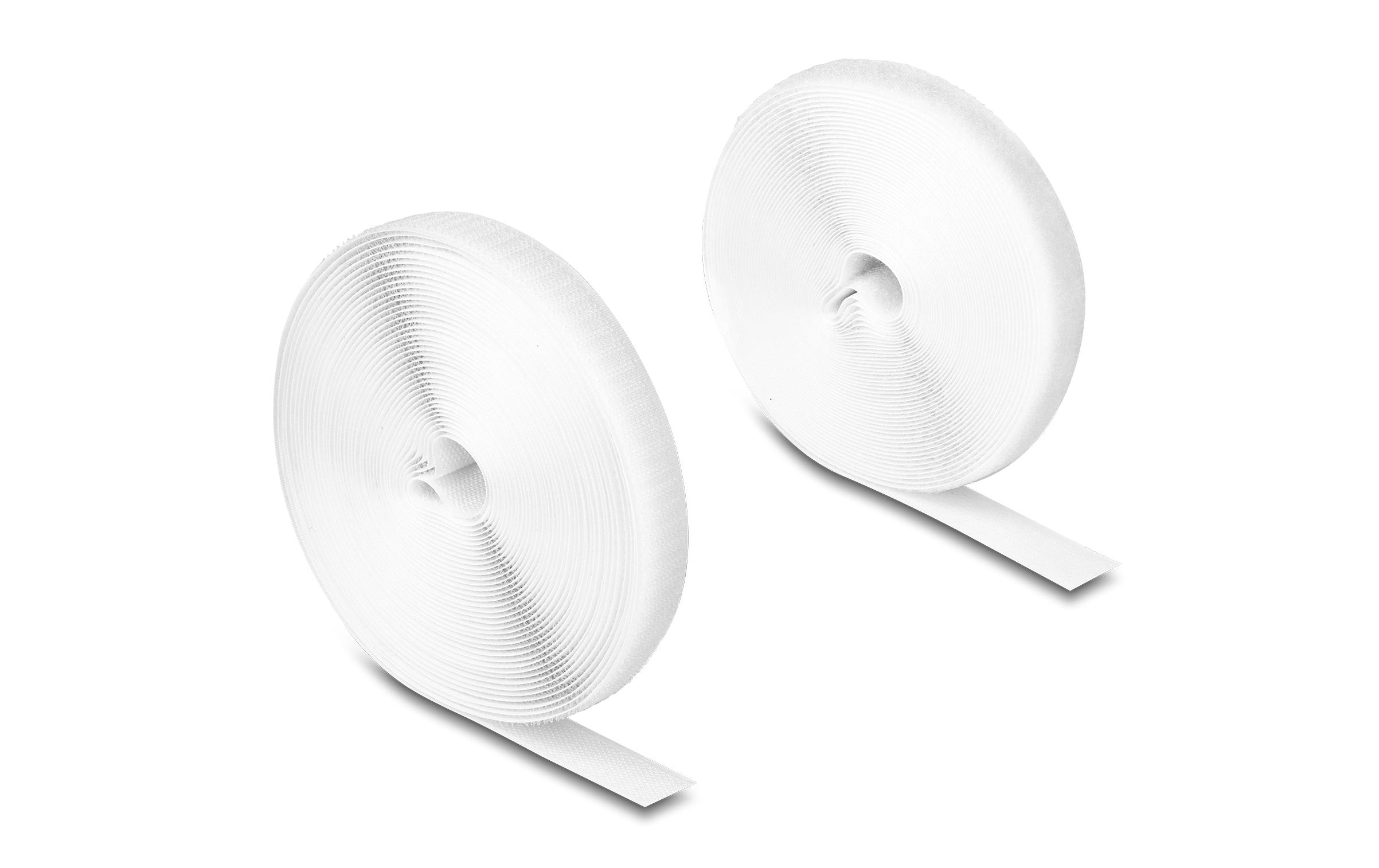 Delock Klettband 10 m x 20 mm mit Haft- und Flauschband Weiss