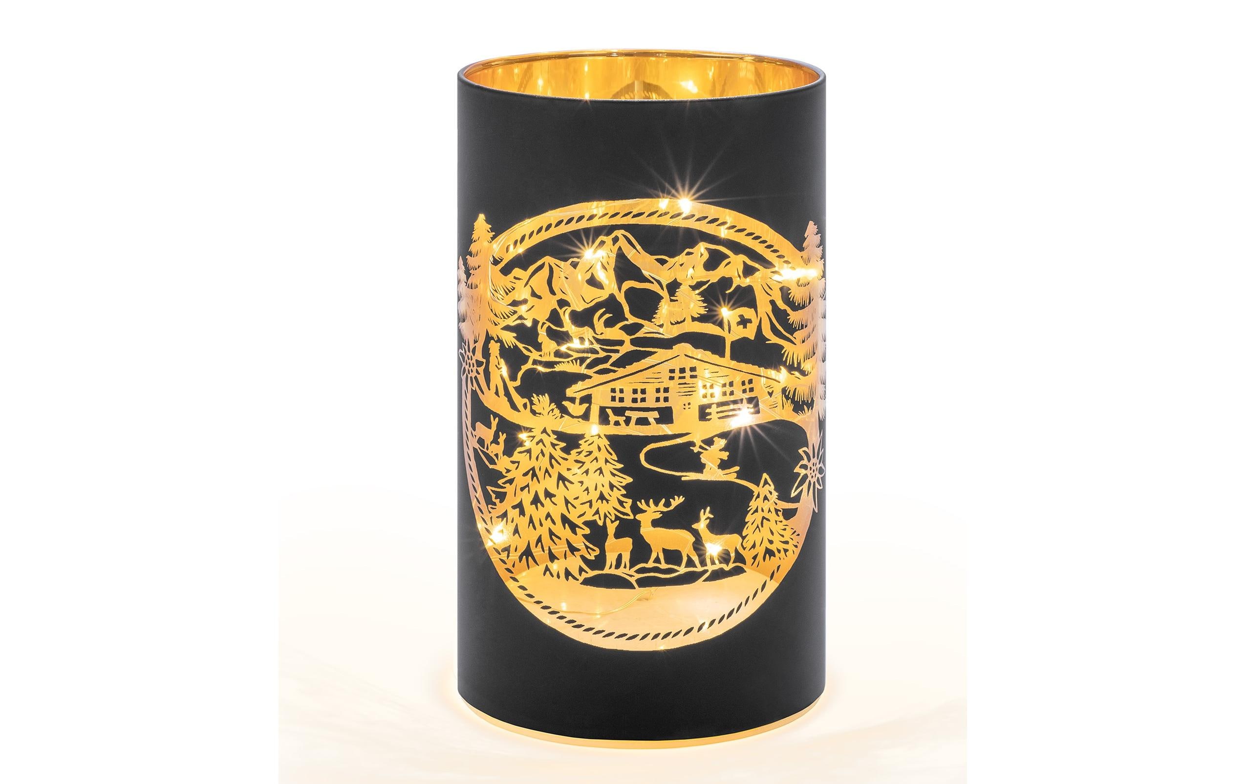 STT Windlicht Swiss Alps M, 16 cm, Schwarz/Gold STT Windlicht Swiss Alps M, 16 cm, Schwarz/Gold