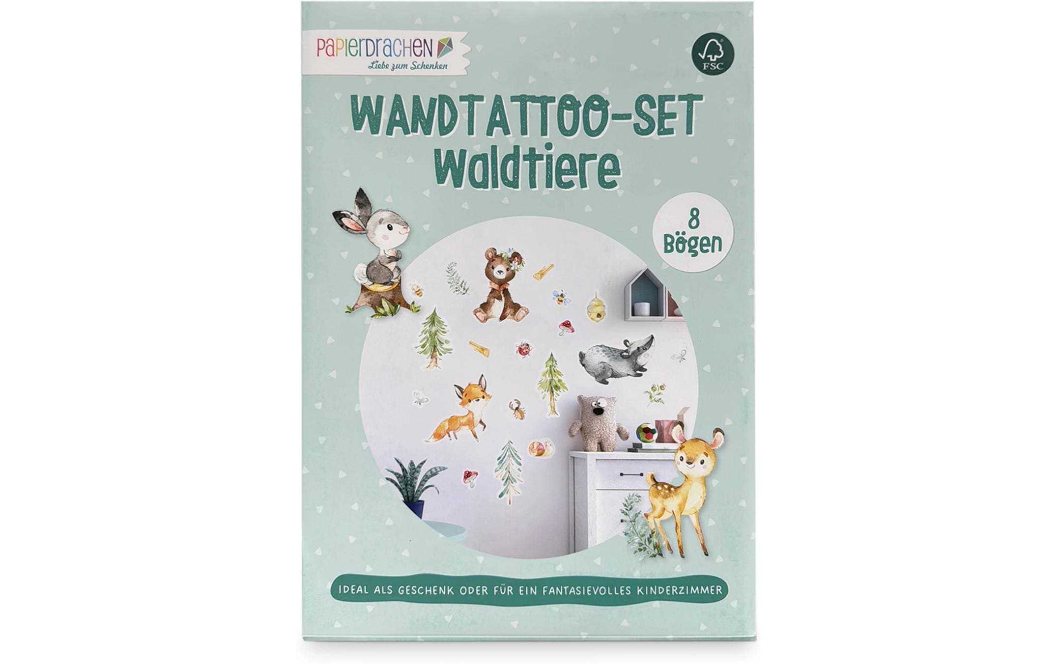 Papierdrachen Wandtattoo-Set Waldtiere