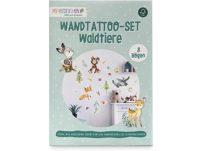Papierdrachen Wandtattoo-Set Waldtiere