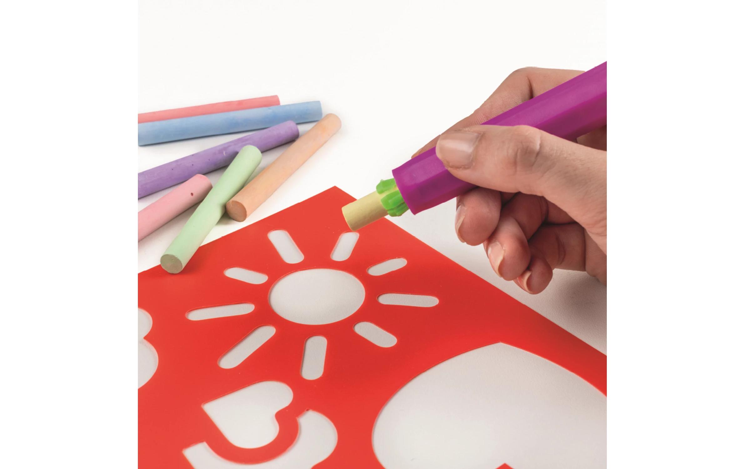 Pustefix Einhornschablone mit 18 Strassenkreiden