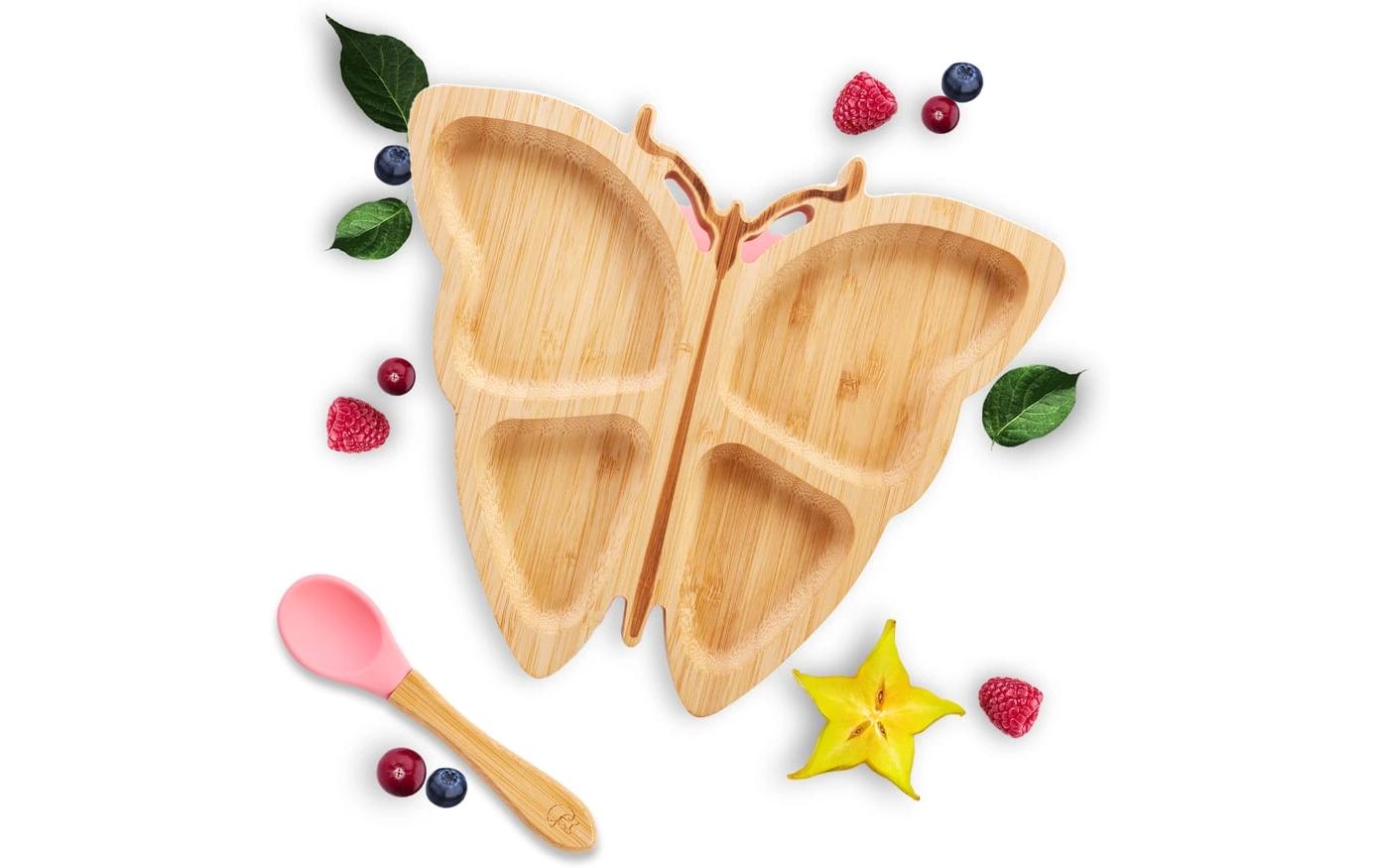 Kleinfuchs Kinderteller Bambus Schmetterling Rosa Kleinfuchs Kinderteller Bambus Schmetterling Rosa