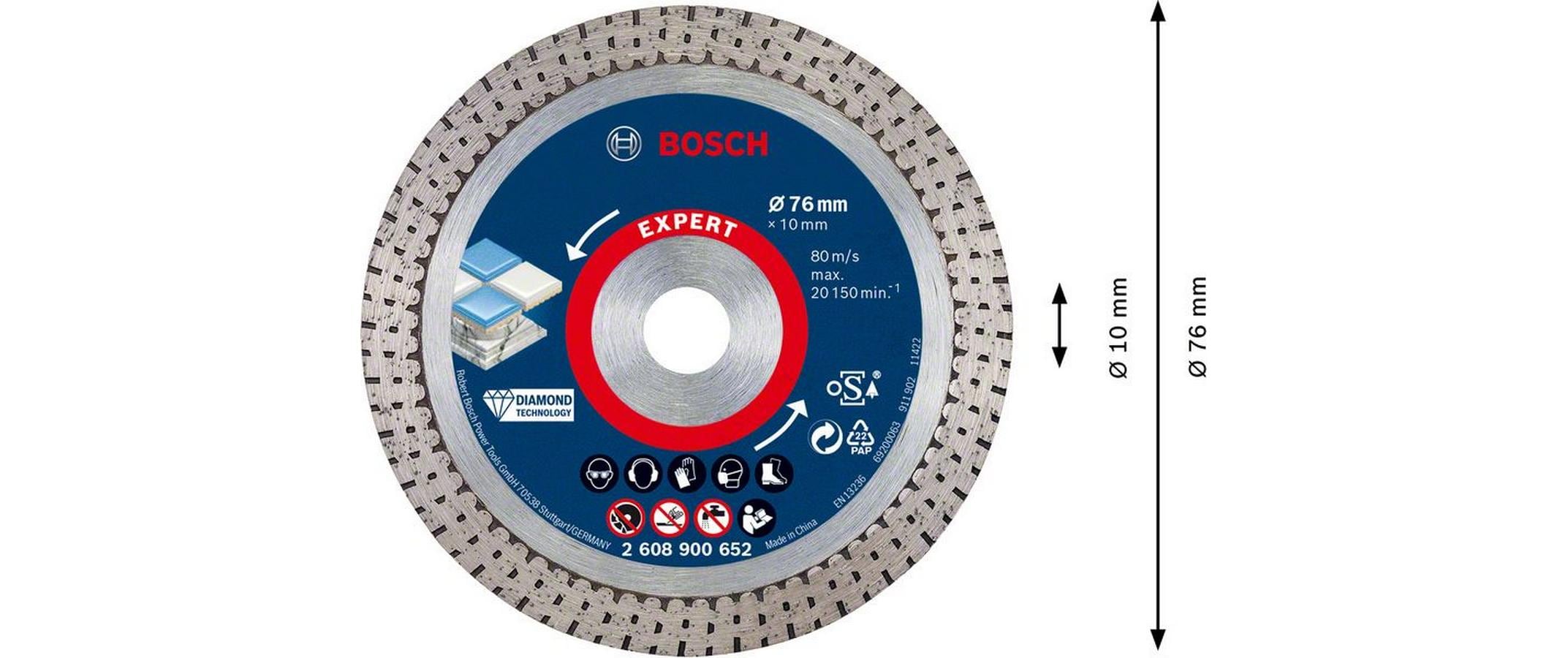 Bosch Professional Diamanttrennscheibe EXPERT HardCeramic, 76 mm