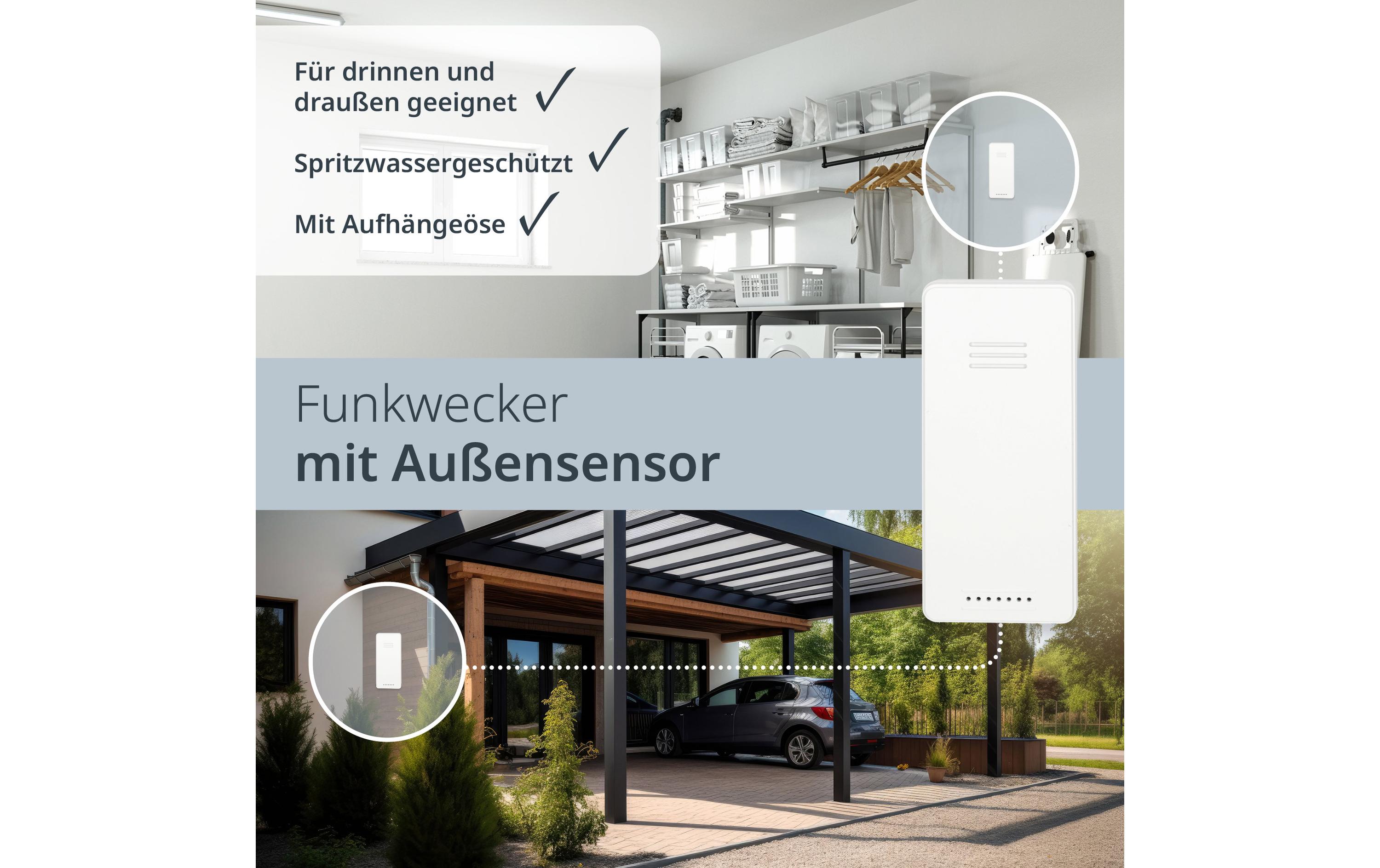 ADE Funkuhr digital Weiss