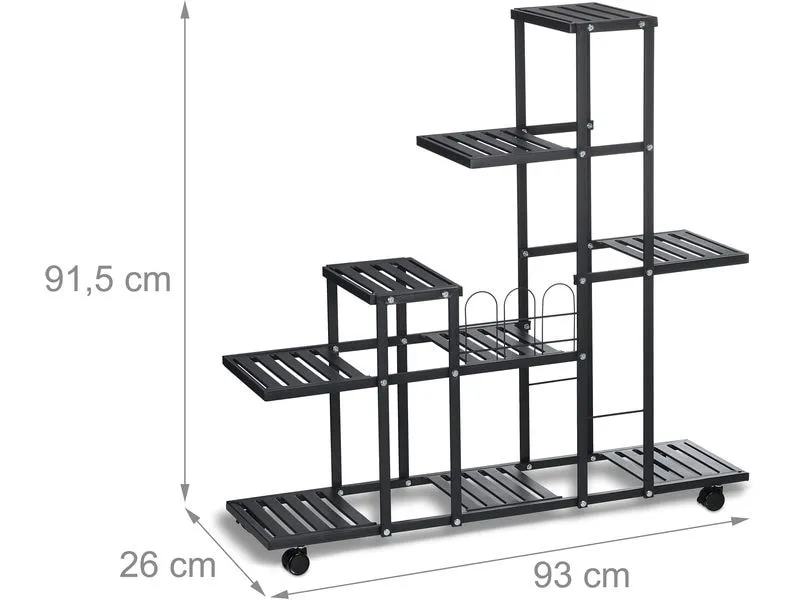 relaxdays Pflanzenständer mit Rollen 91.5 cm, Schwarz relaxdays Pflanzenständer mit Rollen 91.5 cm, Schwarz