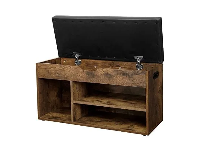 VASAGLE Sitztruhe mit 3 Fächern 80 x 44 x 30 cm, Braun
