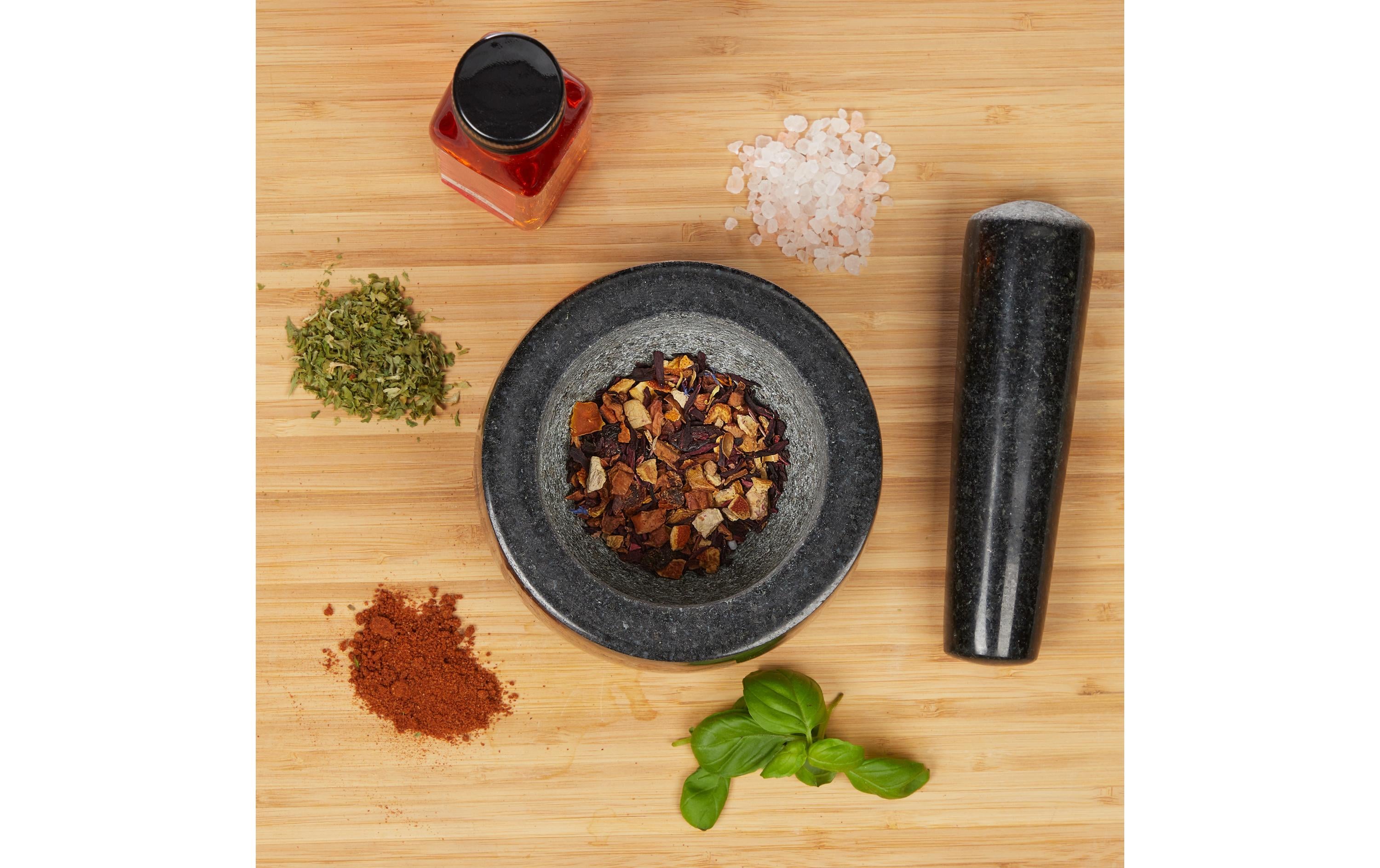 relaxdays Mörser mit Stössel 12 cm, Granit