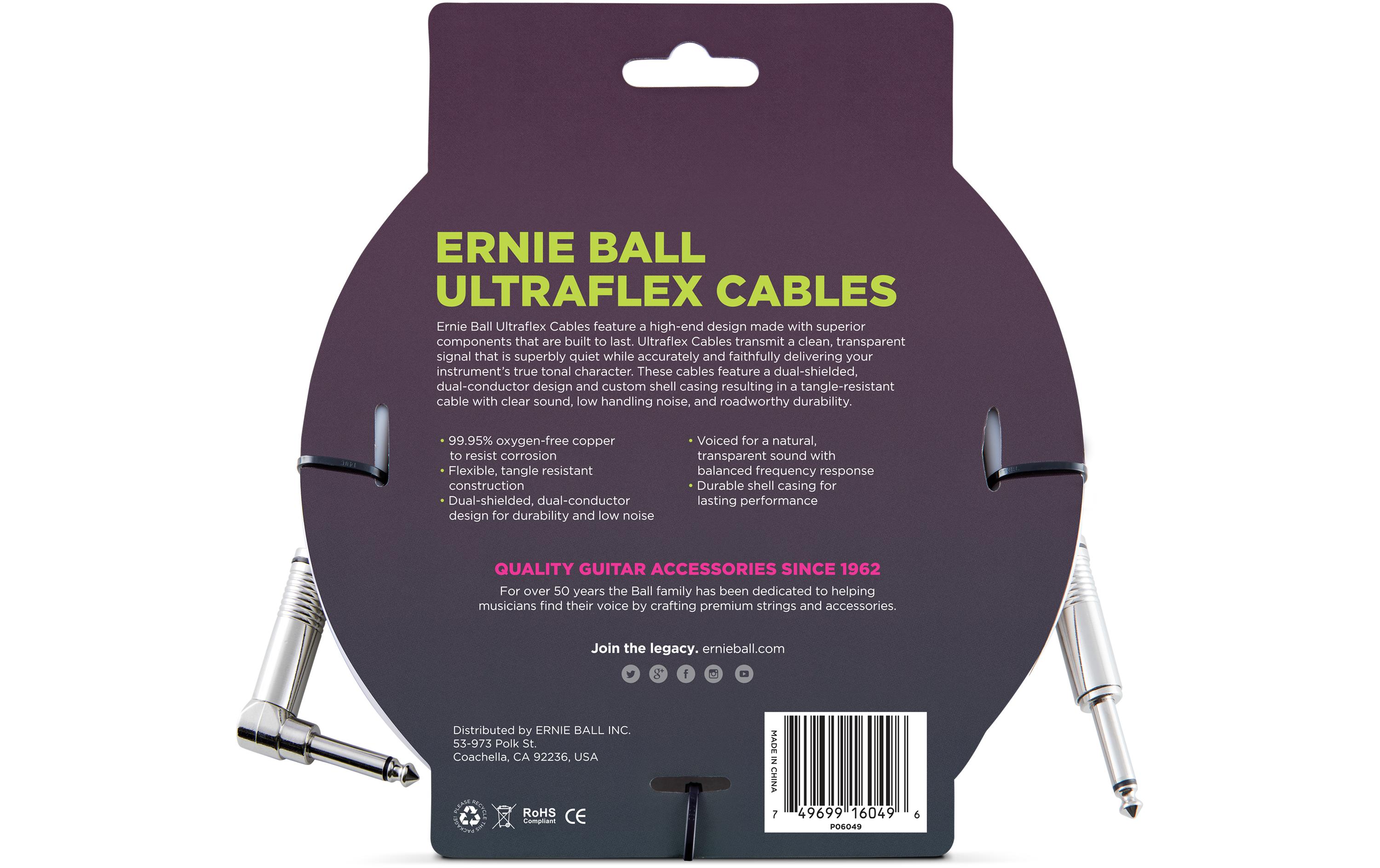 Ernie Ball Instrumentenkabel 6049 – 3.05 m, Weiss