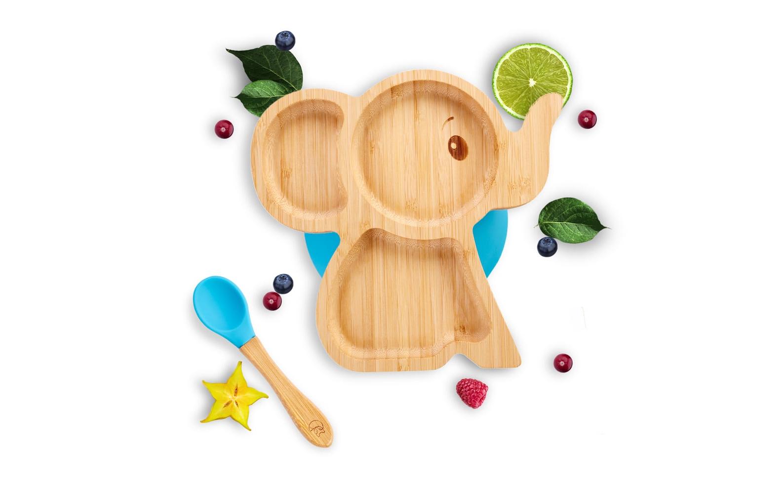 Kleinfuchs Kinderteller Bambus Elefant Blau Kleinfuchs Kinderteller Bambus Elefant Blau