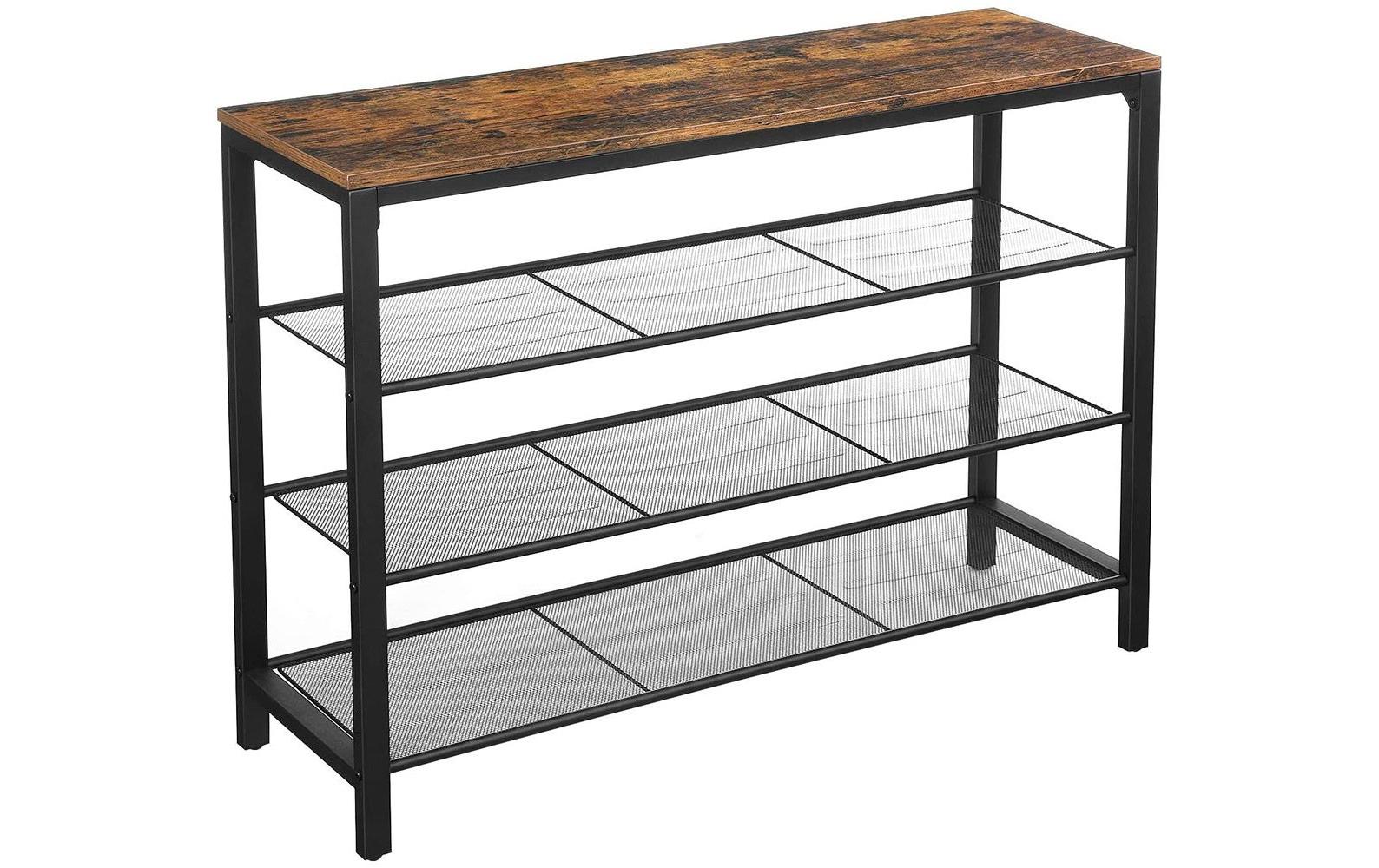 VASAGLE Schuhregal mit 3 Ablagen 100 x 72 cm, Braun/Schwarz