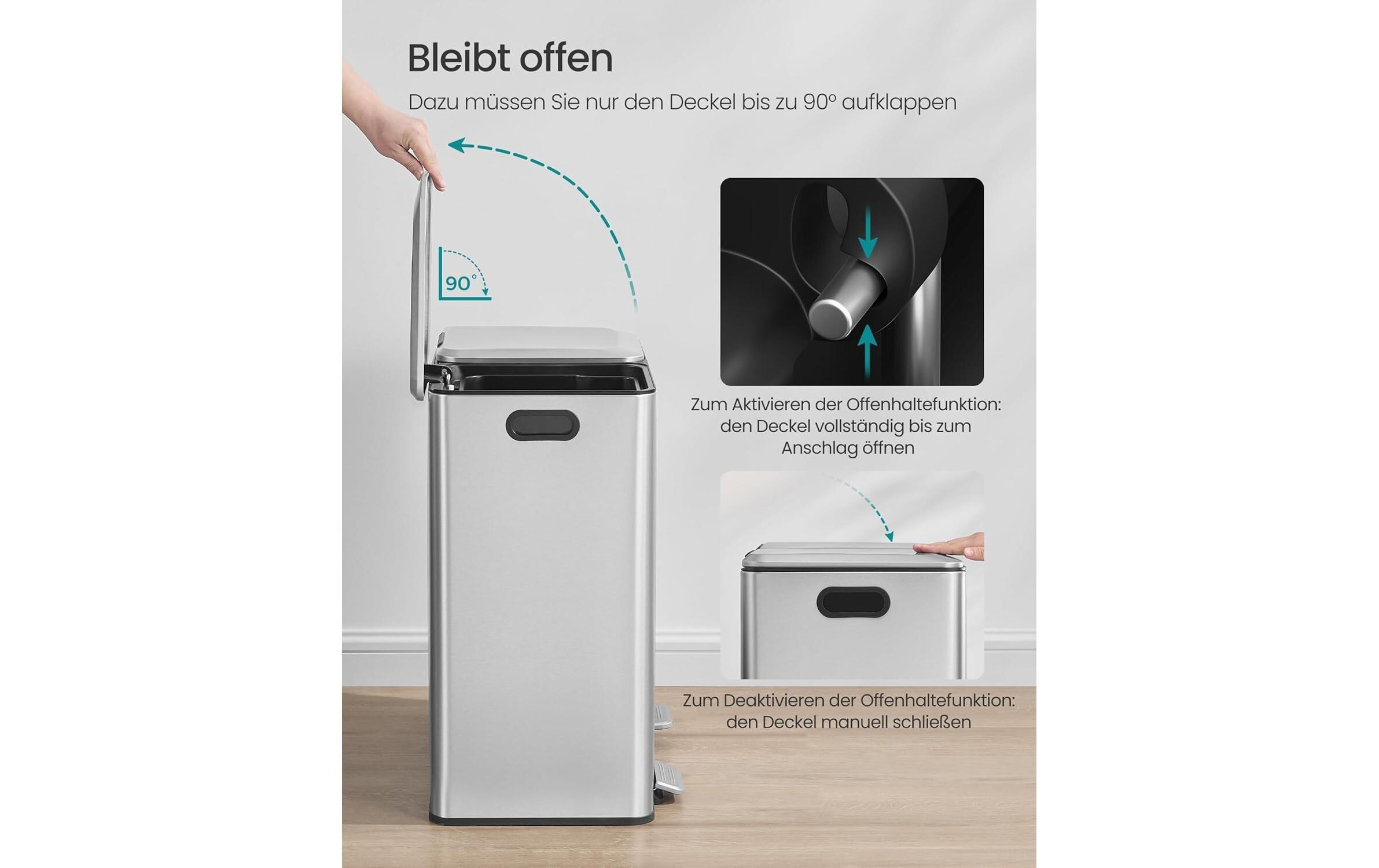 Songmics Abfalleimer 60 l, Silber