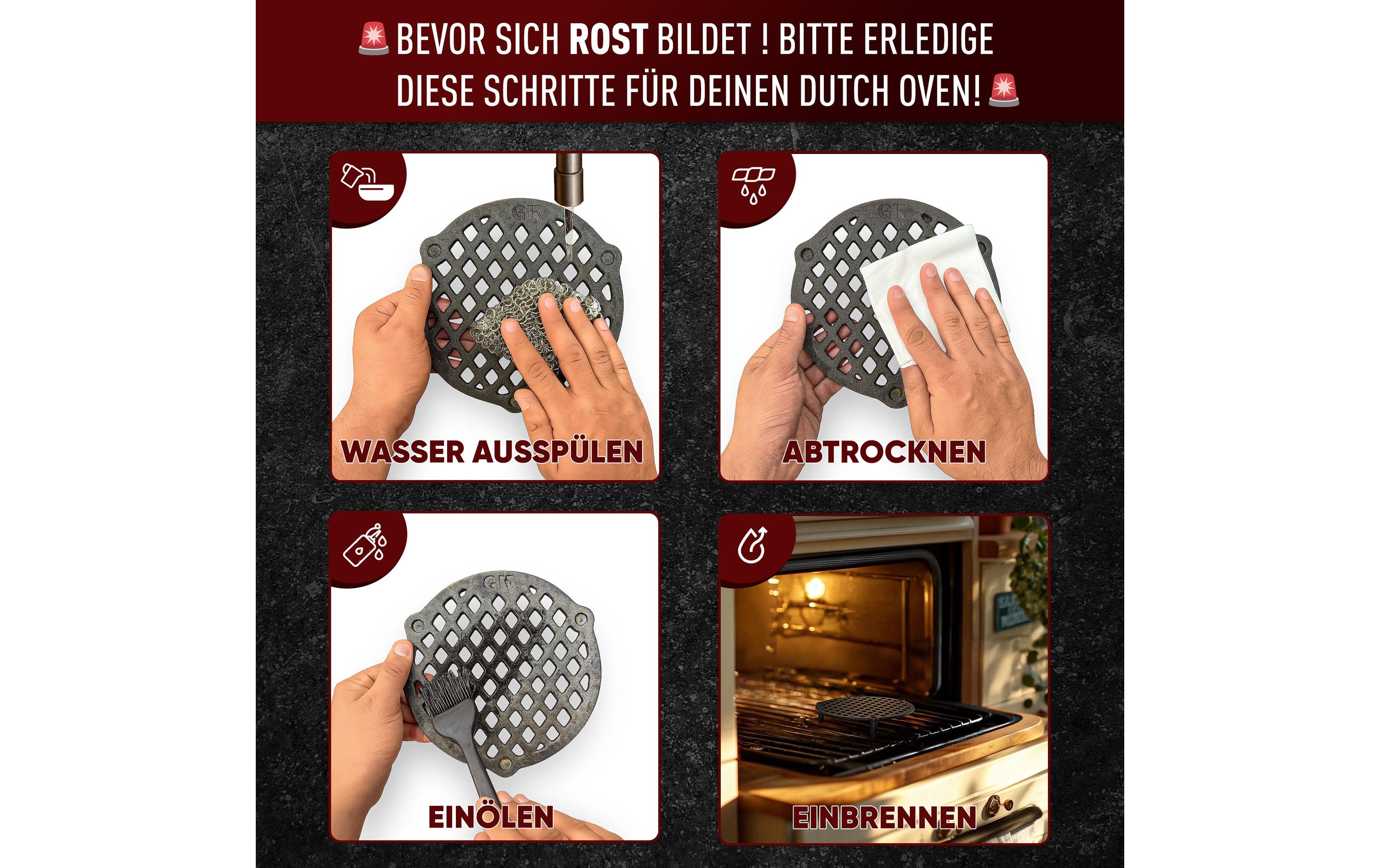 Gusskoenig Gusseisen Stapelrost für Dutch Oven 4.5 l