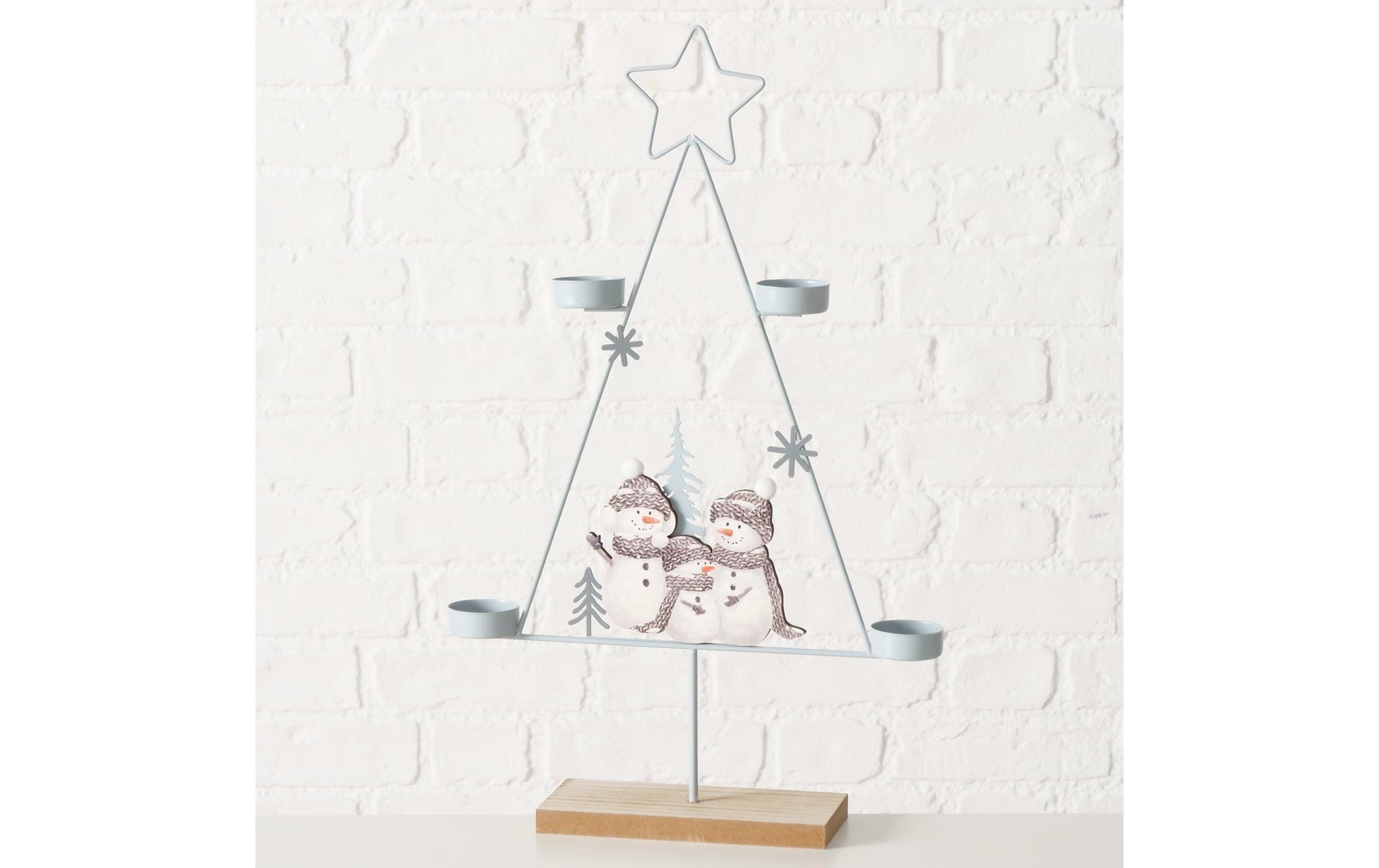 Boltze Teelichthalter Frosty Holz, 31 x 49.5 cm