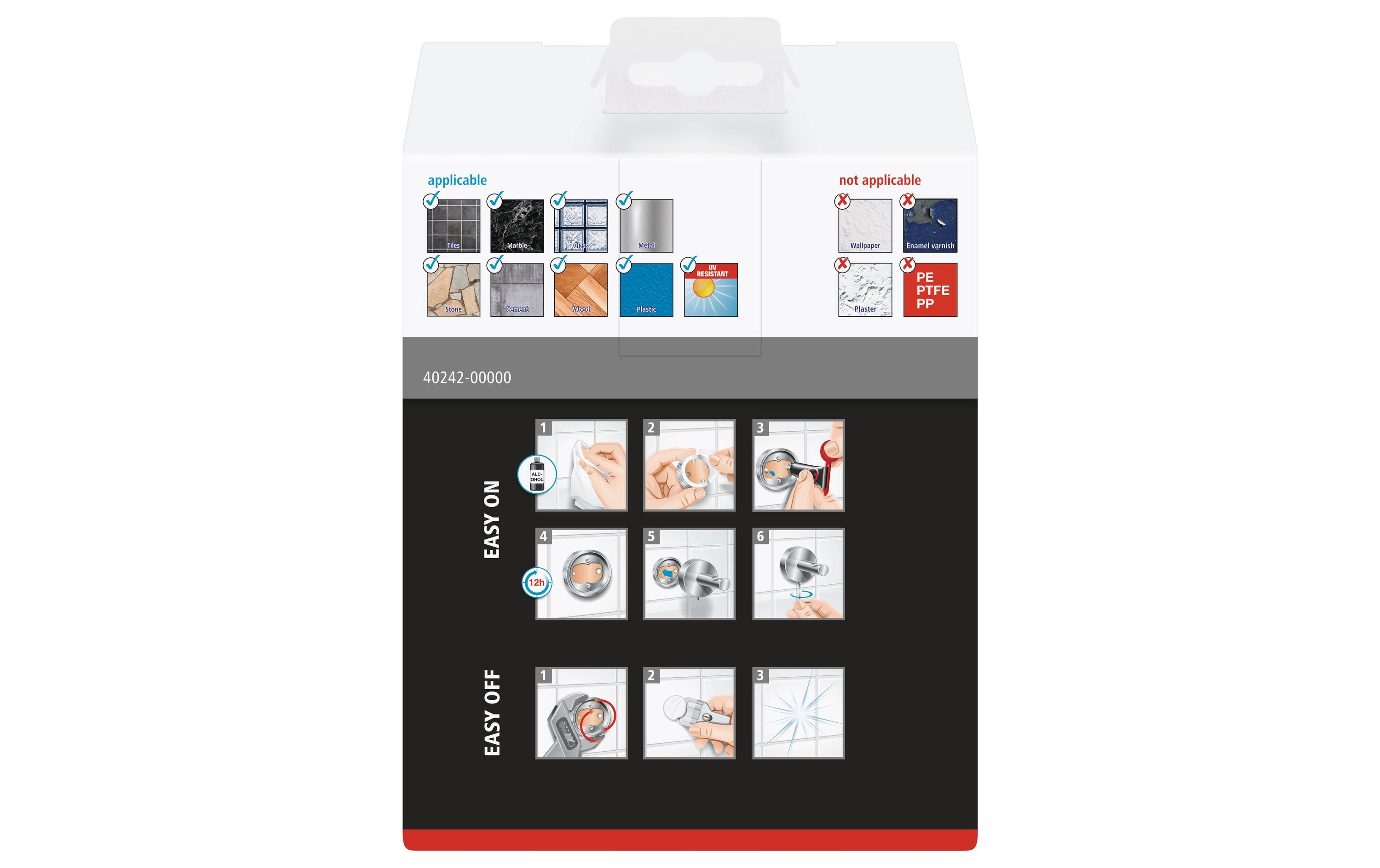 tesa Haartrockner-Halterung Ekkro ohne Bohren, Silber