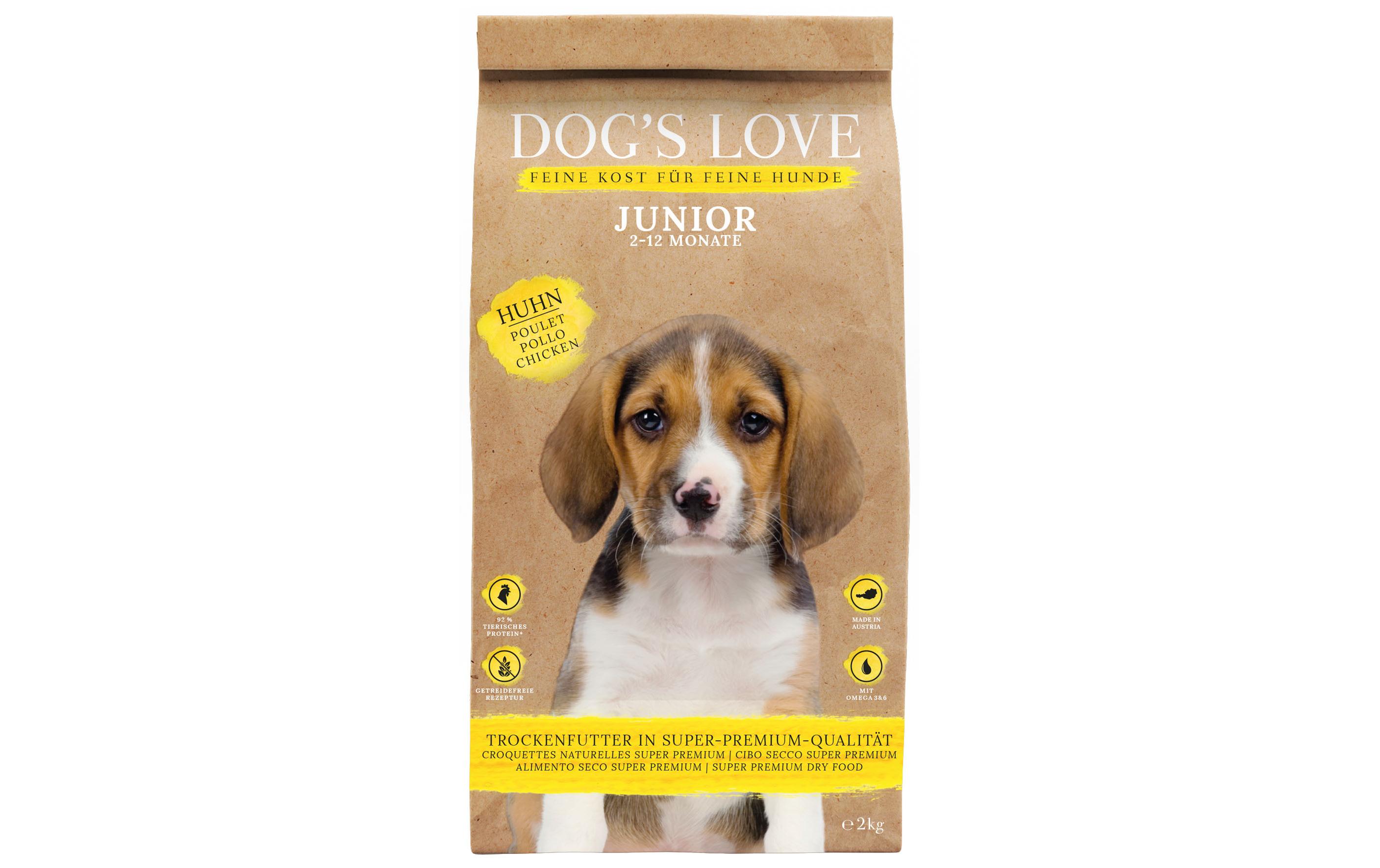 Dog's Love Trockenfutter Junior, Huhn, 2 kg