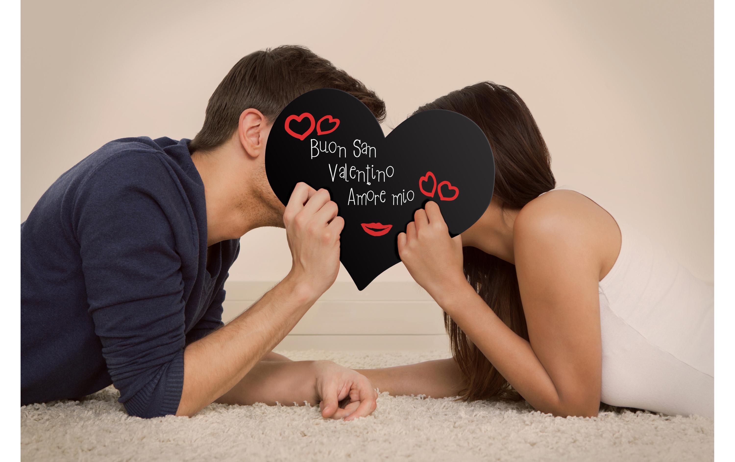 Securit Kreidetafel Silhouette Heart mit Klett, Schwarz