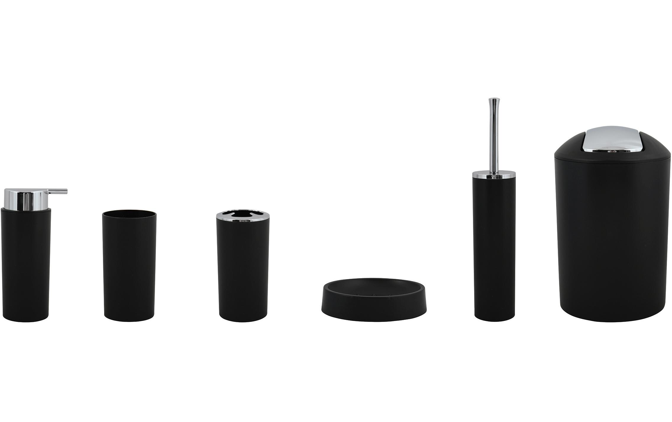 MSV Badezimmer-Set Hannah 6-teilig, Schwarz