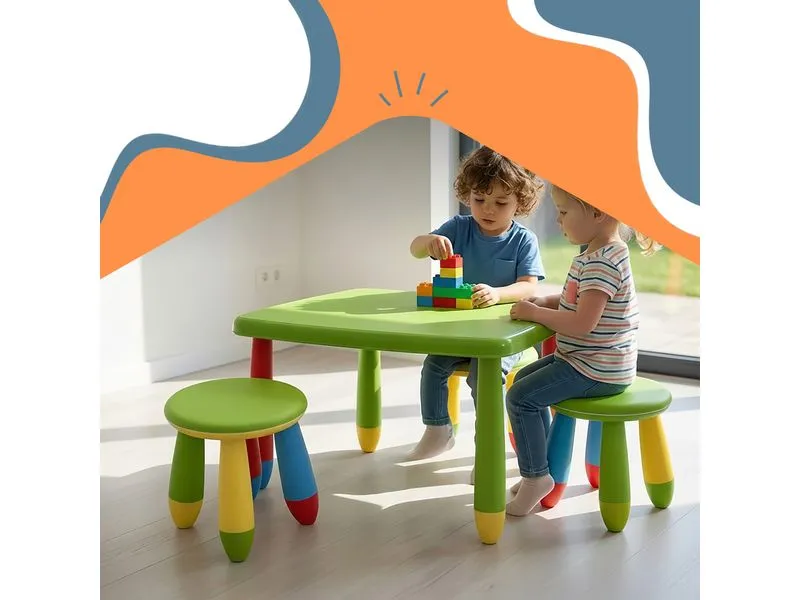 relaxdays Kindersitzgruppe 3-teilig, Kunstoff, Mehrfarbig relaxdays Kindersitzgruppe 3-teilig, Kunstoff, Mehrfarbig