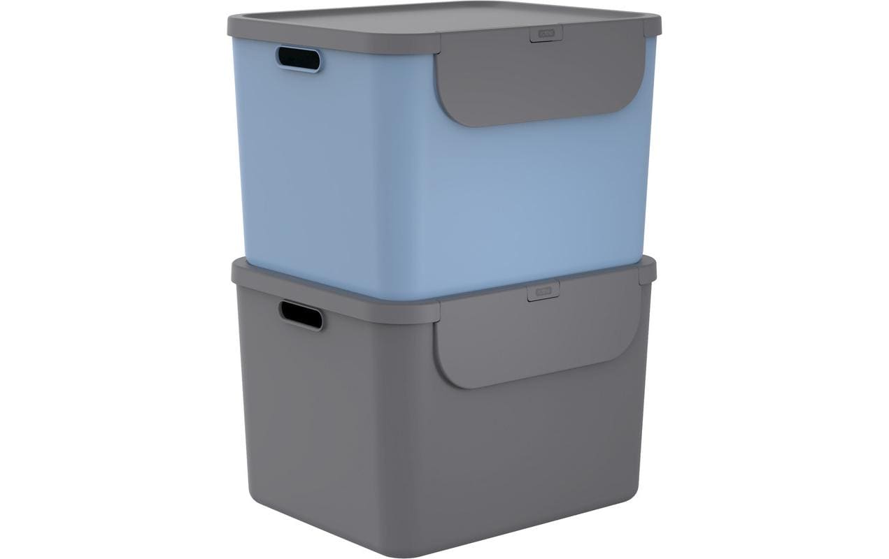 Rotho Recyclingbehälter ALBULA 2 tlg. 110 l, Blau/Anthrazit
