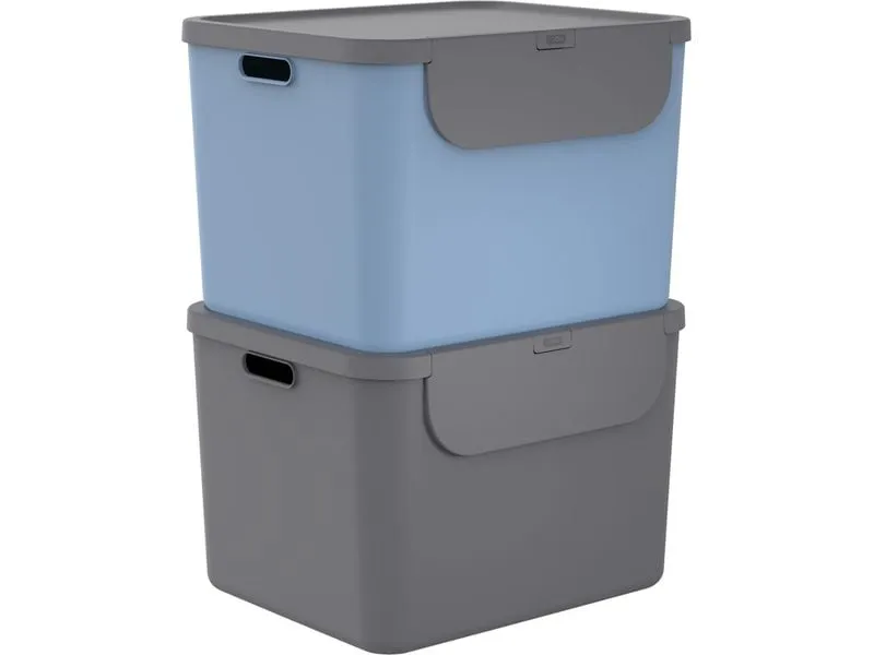 Rotho Recyclingbehälter ALBULA 2 tlg. 110 l, Blau/Anthrazit Rotho Recyclingbehälter ALBULA 2 tlg. 110 l, Blau/Anthrazit