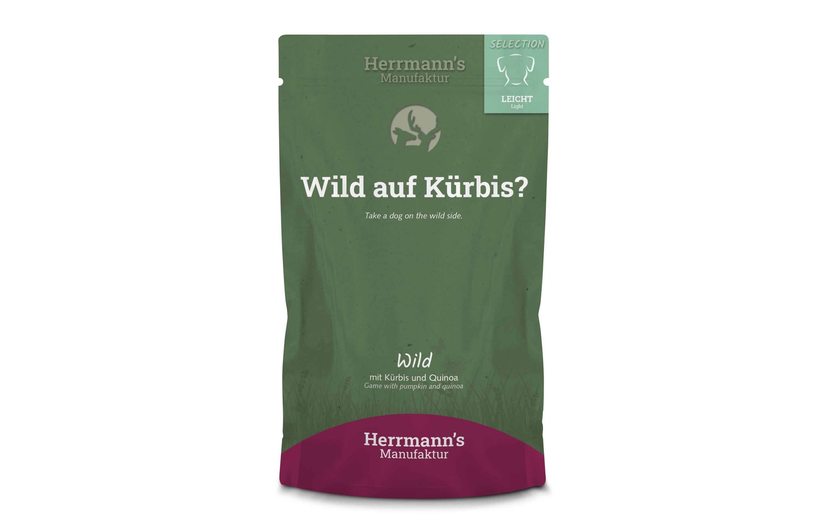 Herrmann's Nassfutter Leicht Wild mit Kürbis und Quinoa, 15 x 150g