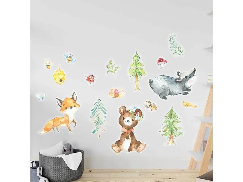 Papierdrachen Wandtattoo-Set Waldtiere